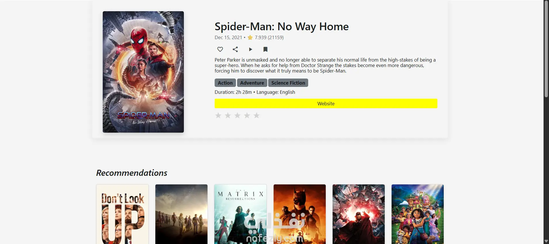 Movie App- موقع ويب لمشاهدة الأفلام