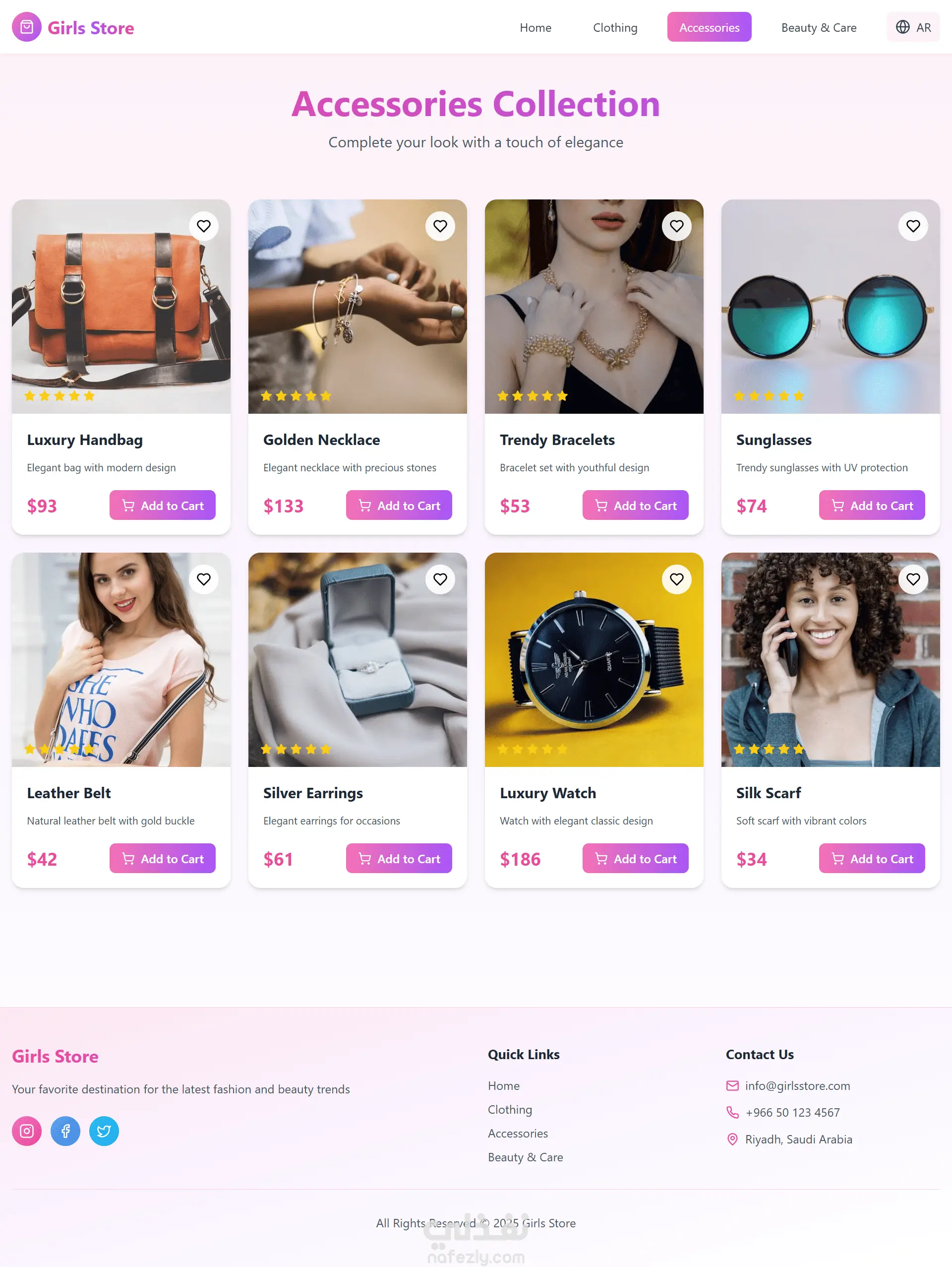 متجر الكتروني|Girls Store- تصميم جذاب وتجربة تسوق سلسة