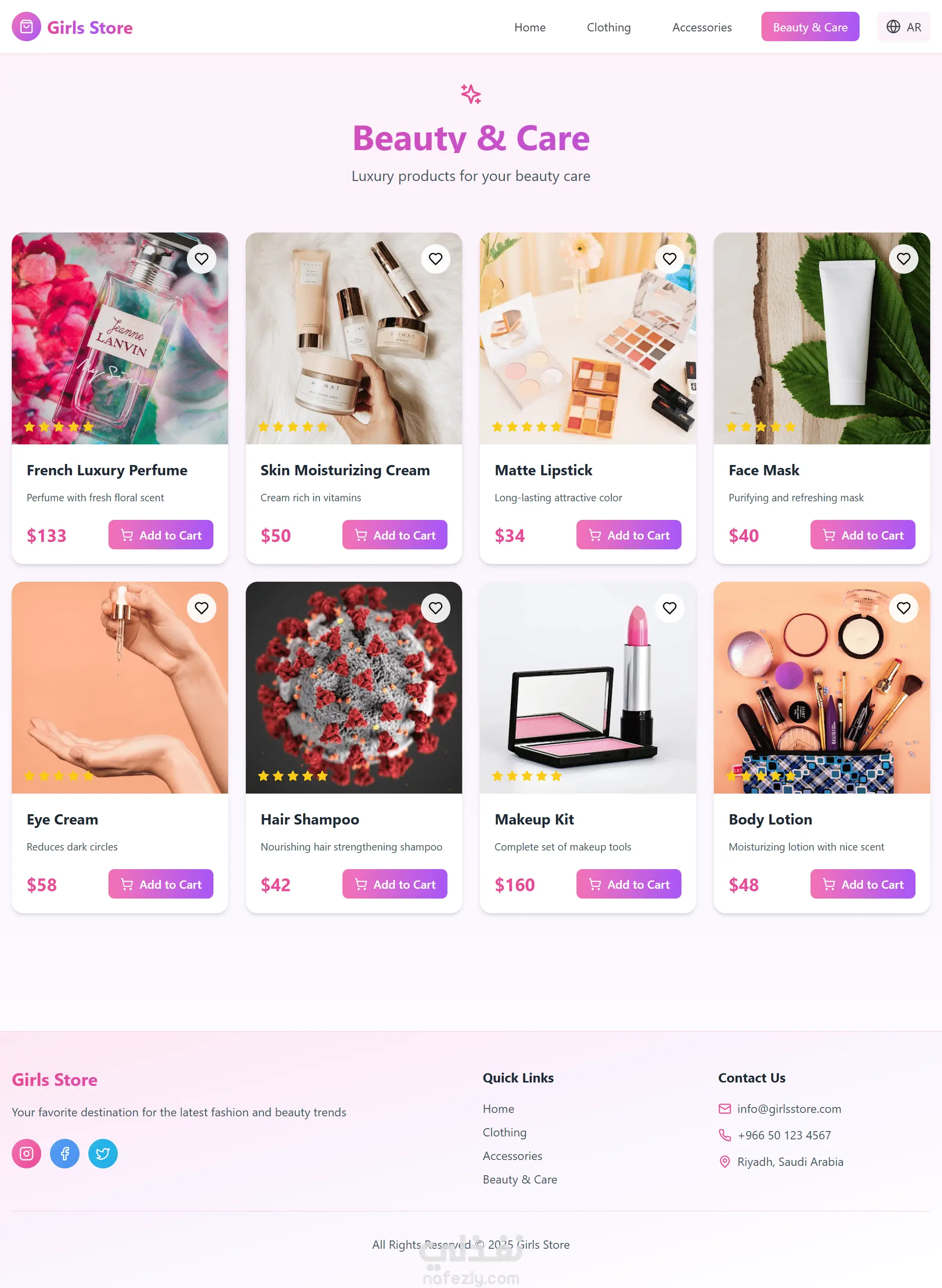 متجر الكتروني|Girls Store- تصميم جذاب وتجربة تسوق سلسة