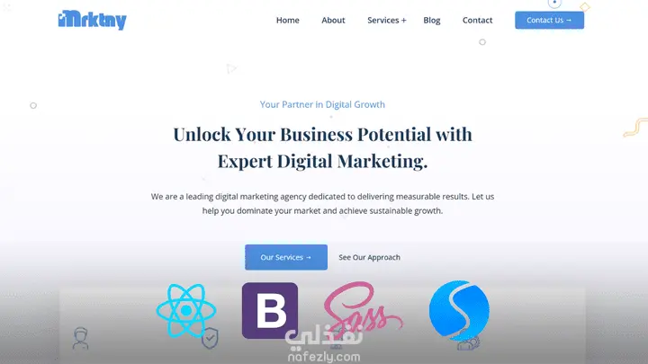 Mrktny - تصميم وتطوير موقع وكالة تسويق رقمي احترافي وجذاب