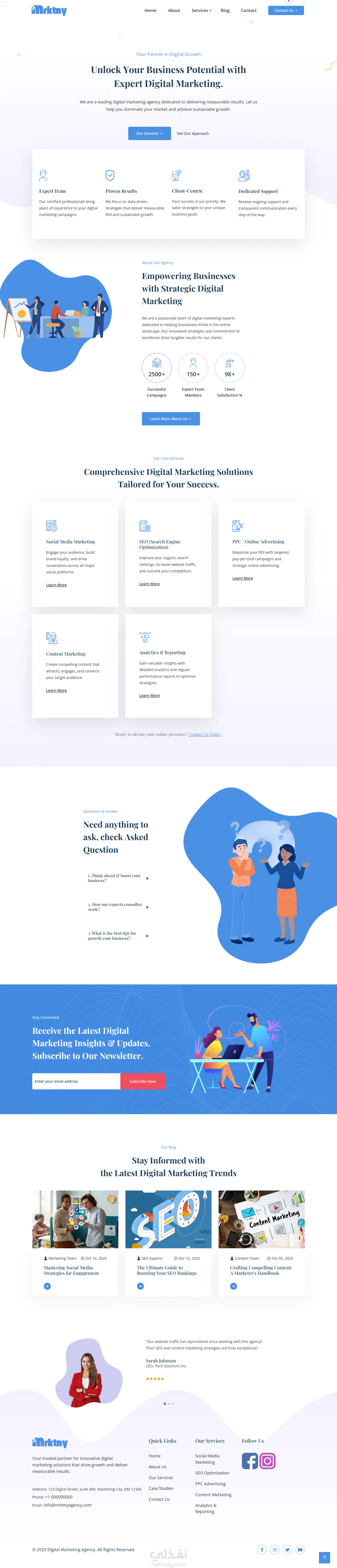 Mrktny - تصميم وتطوير موقع وكالة تسويق رقمي احترافي وجذاب