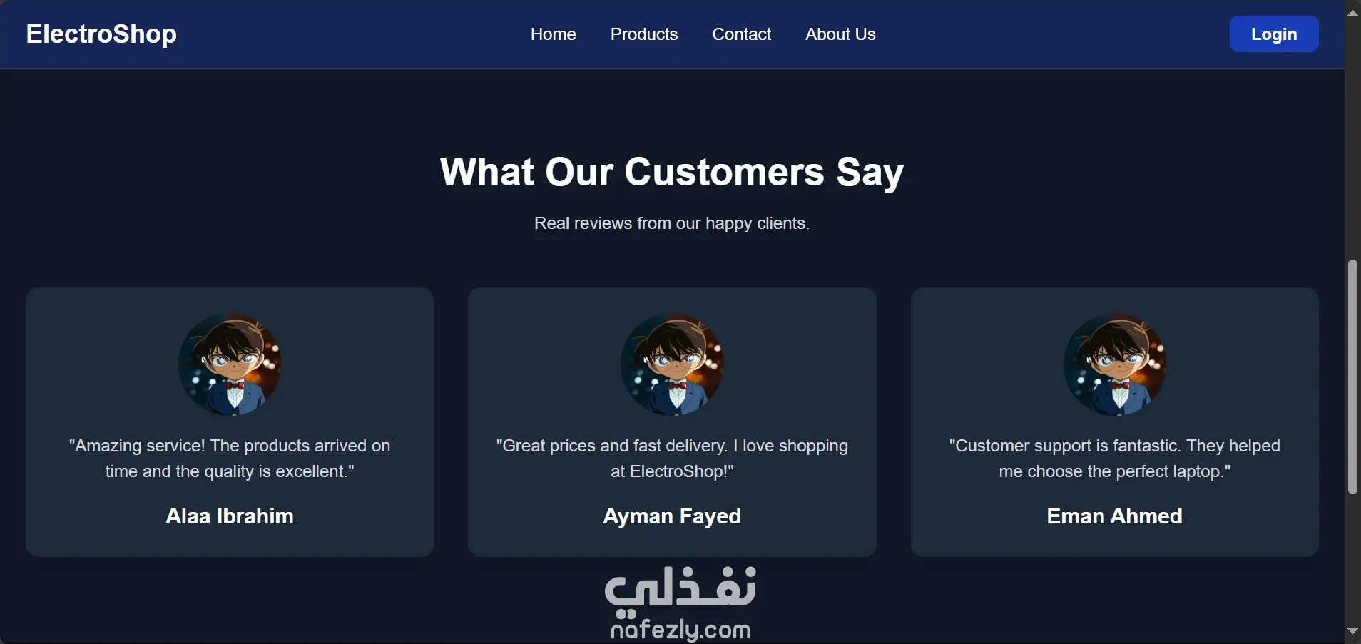 ويب سايت مصمم Next.js مع باك اند باستخدام MongoDB