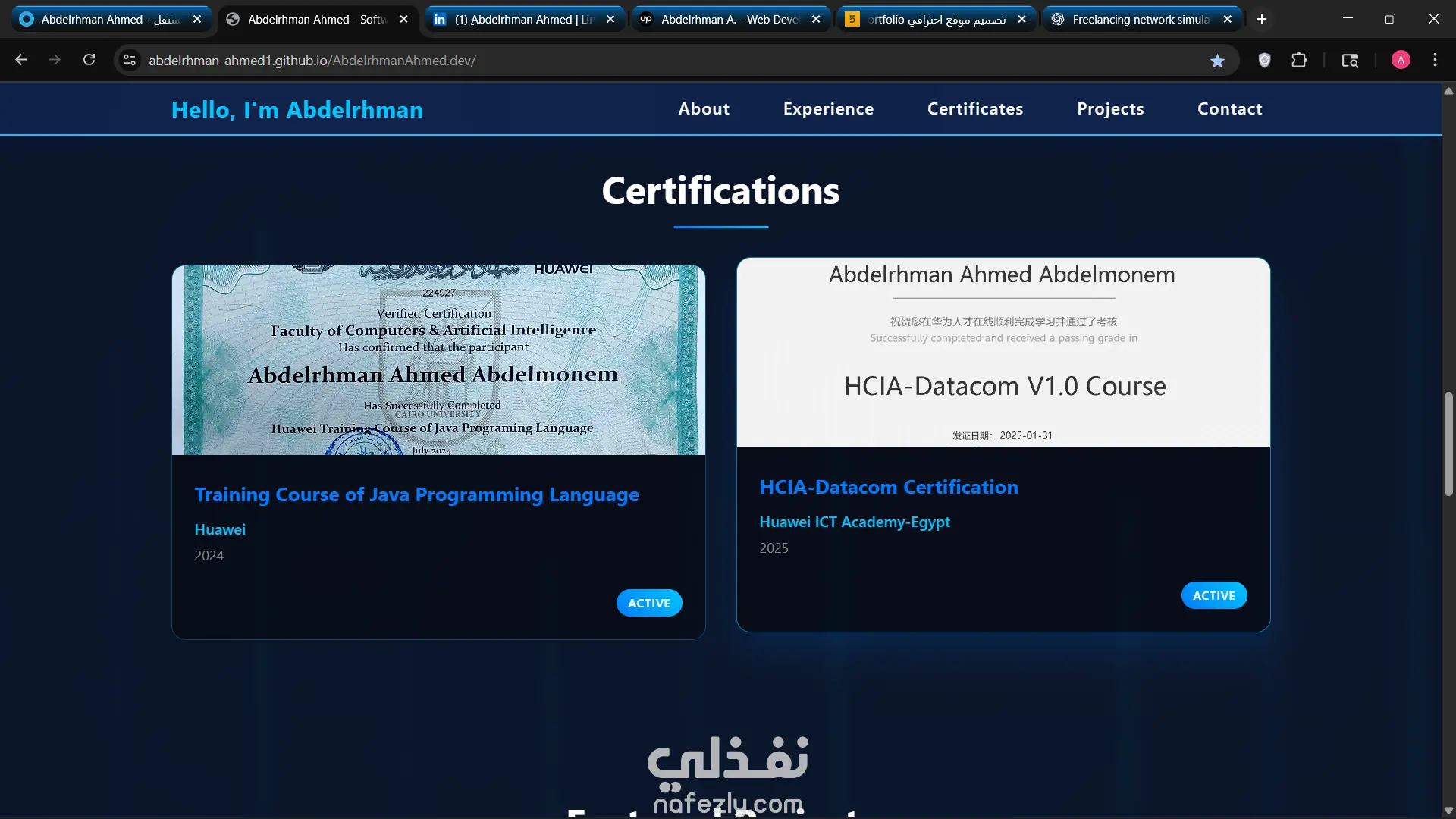 موقع احترافي Portfolio باستخدام HTML, CSS لعرض اعمالك