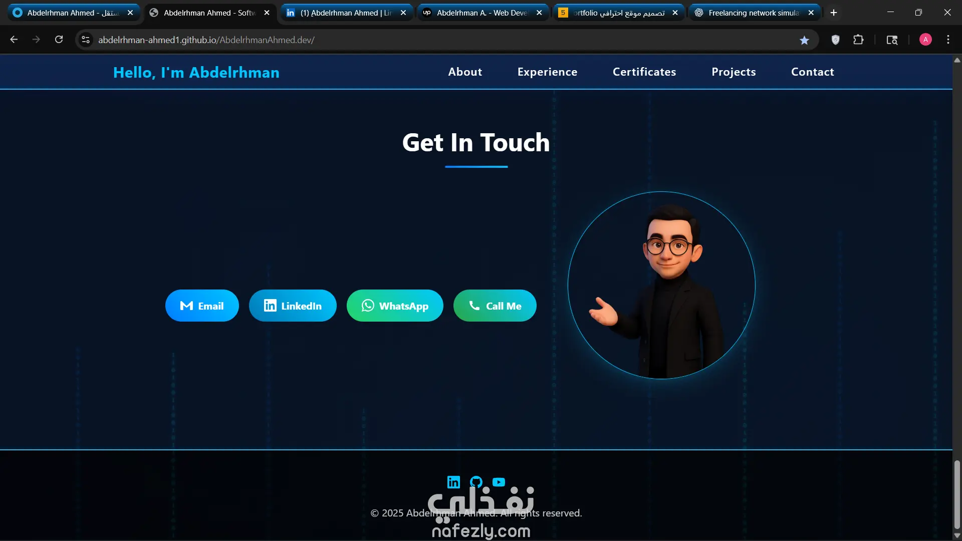 موقع احترافي Portfolio باستخدام HTML, CSS لعرض اعمالك