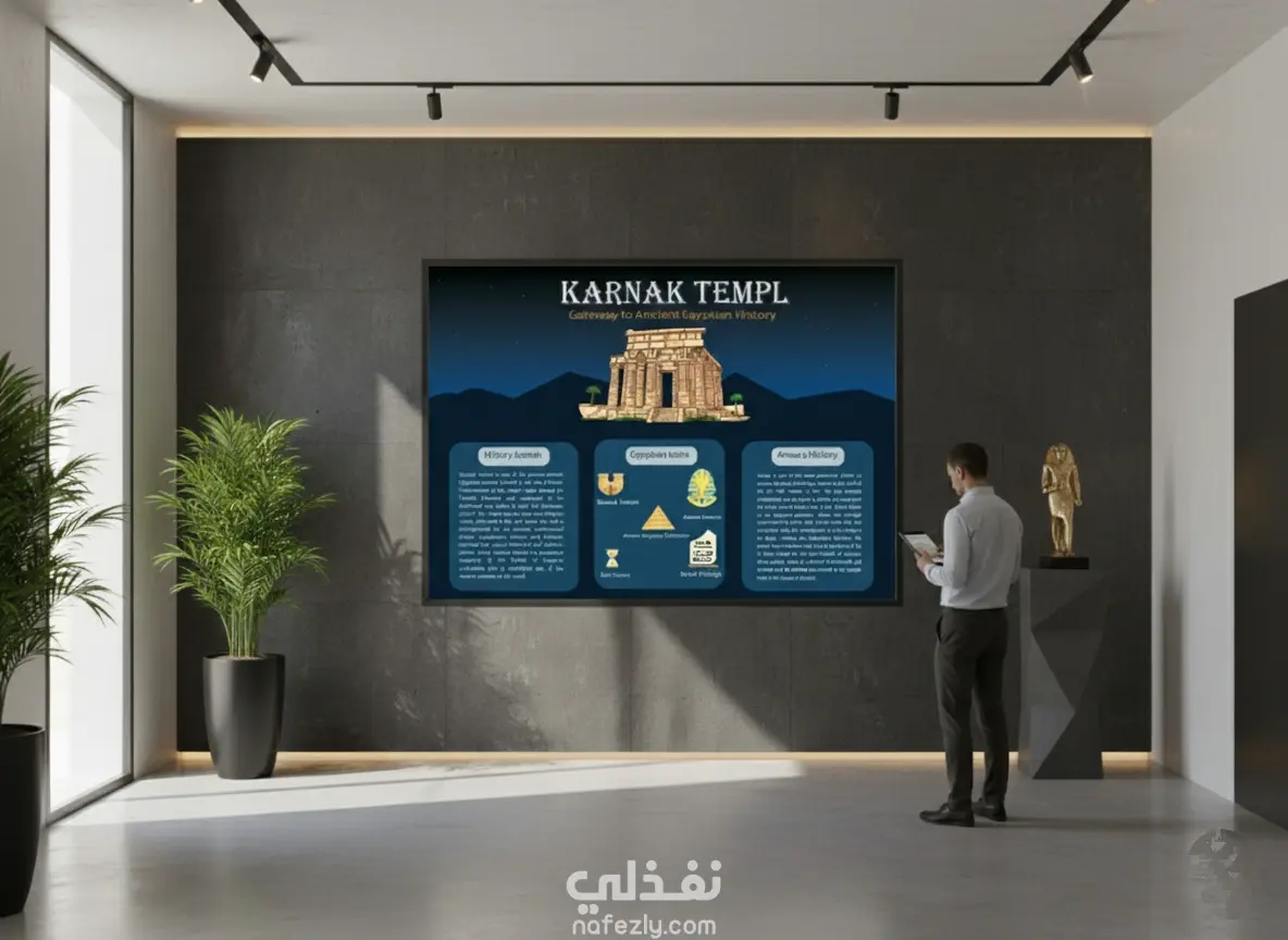 تصميم إنفوجرافيك تعليمي لـ "معبد الكرنك" - تبسيط التاريخ بصريًا