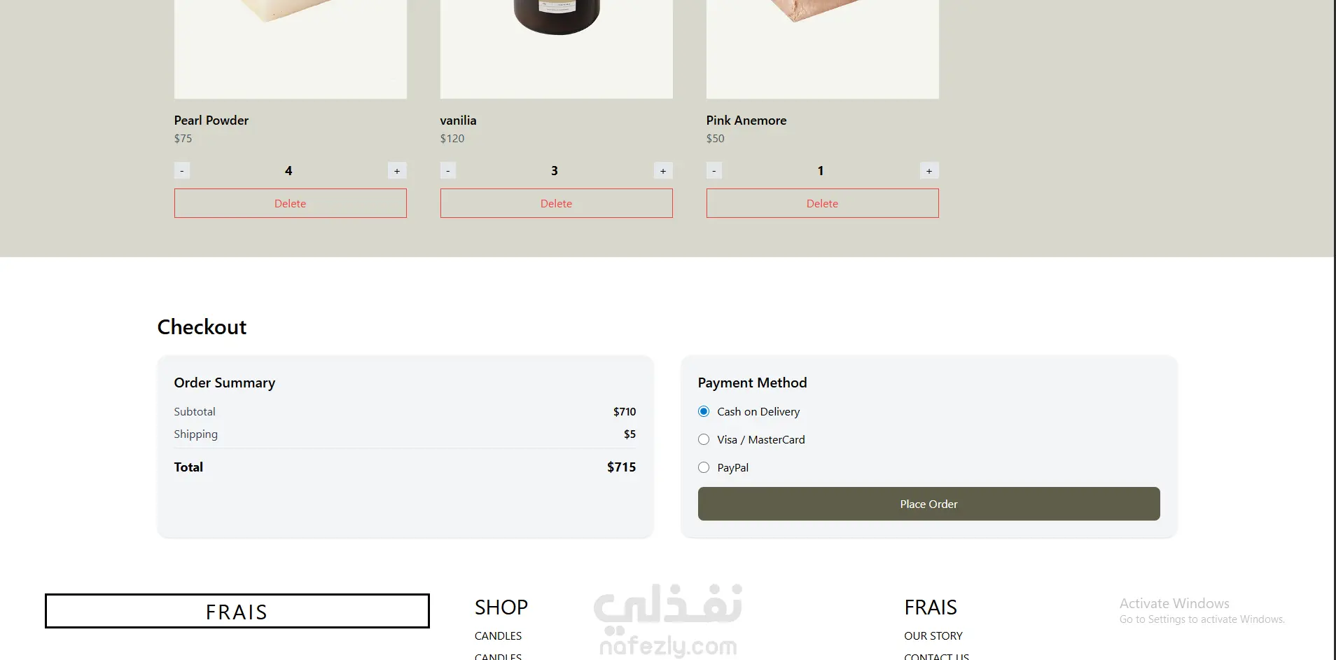 متجر إلكتروني للشموع