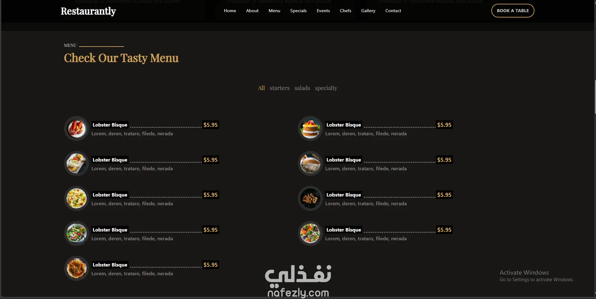 تصميم موقع مطعم متجاوب باستخدام Tailwind CSS