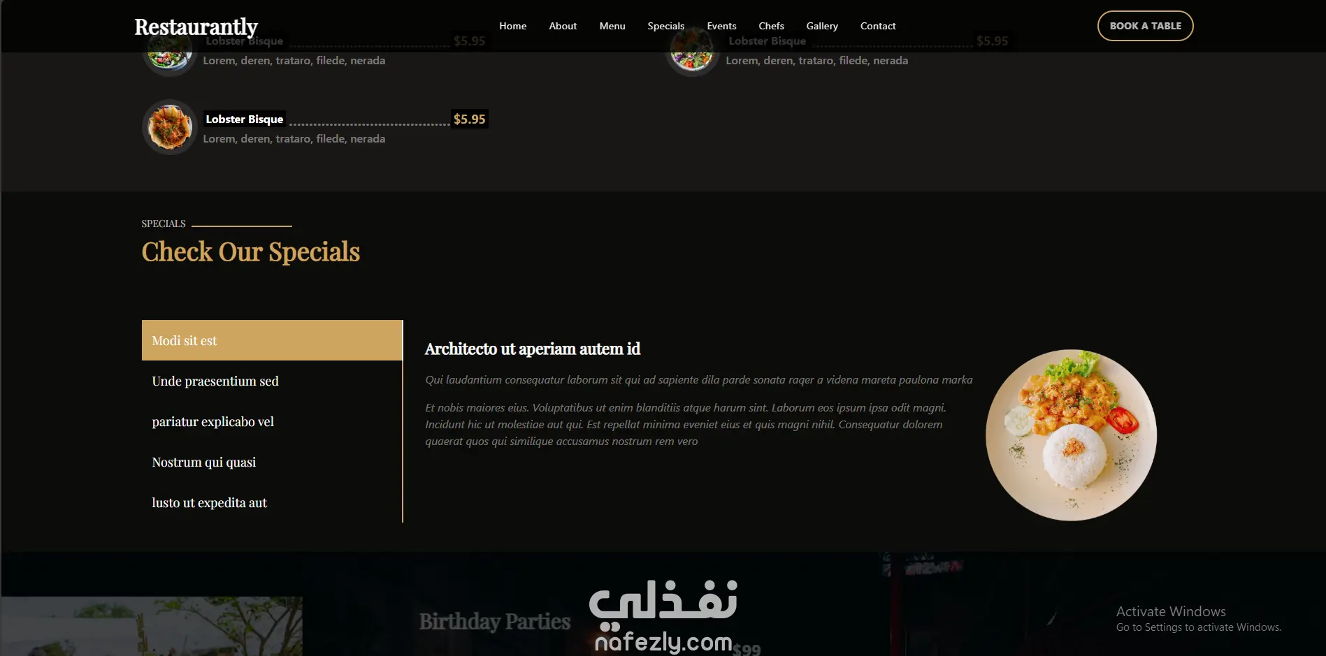 تصميم موقع مطعم متجاوب باستخدام Tailwind CSS