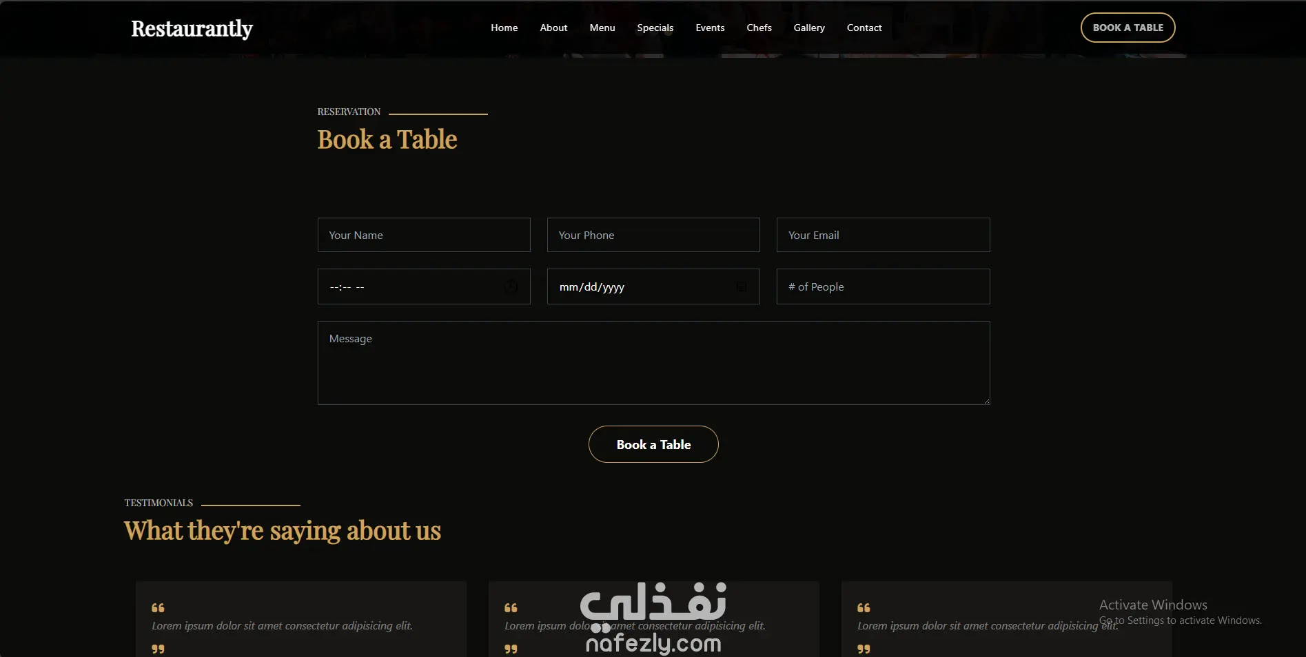 تصميم موقع مطعم متجاوب باستخدام Tailwind CSS