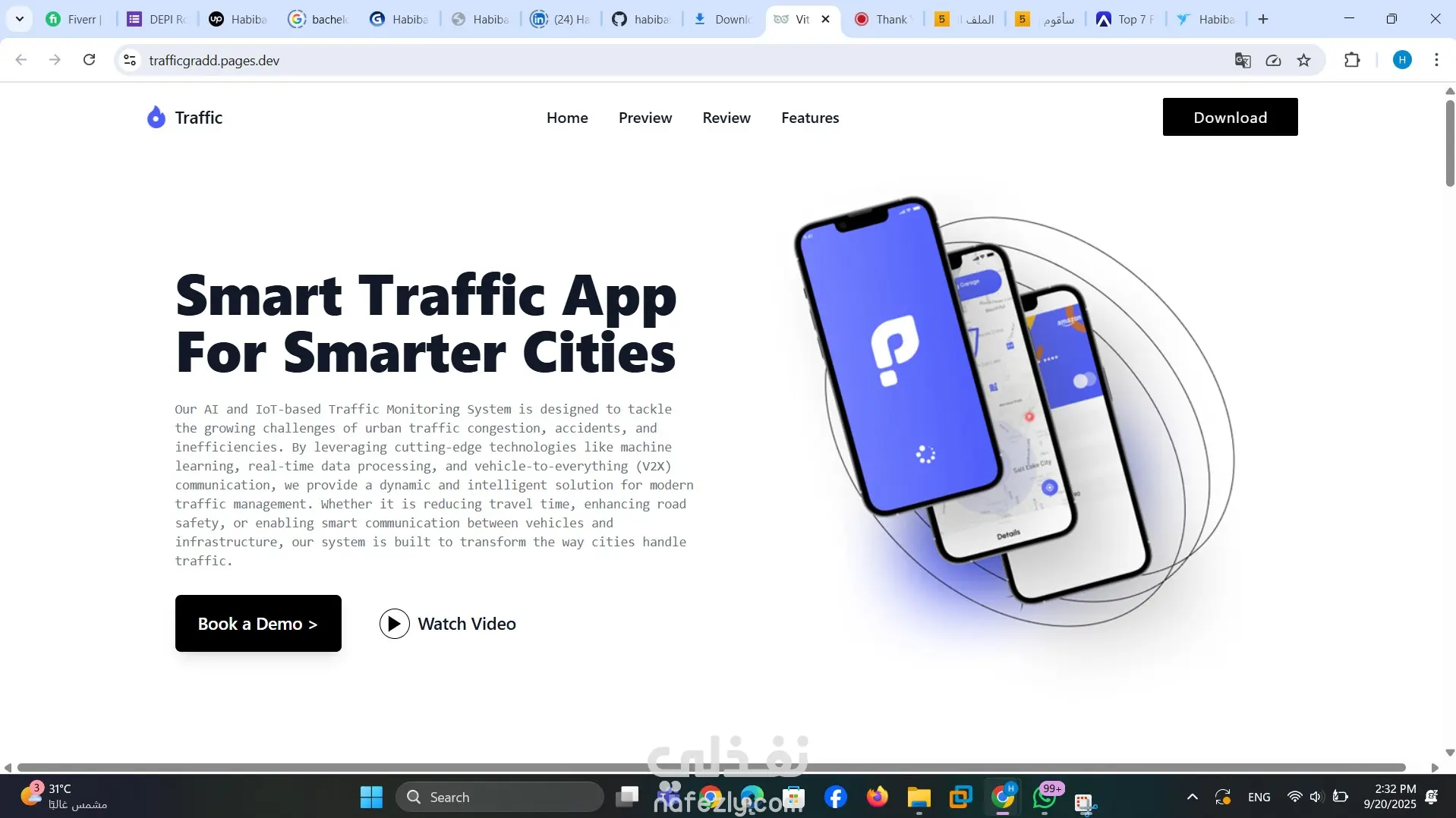 Landing Page for Smart Traffic App