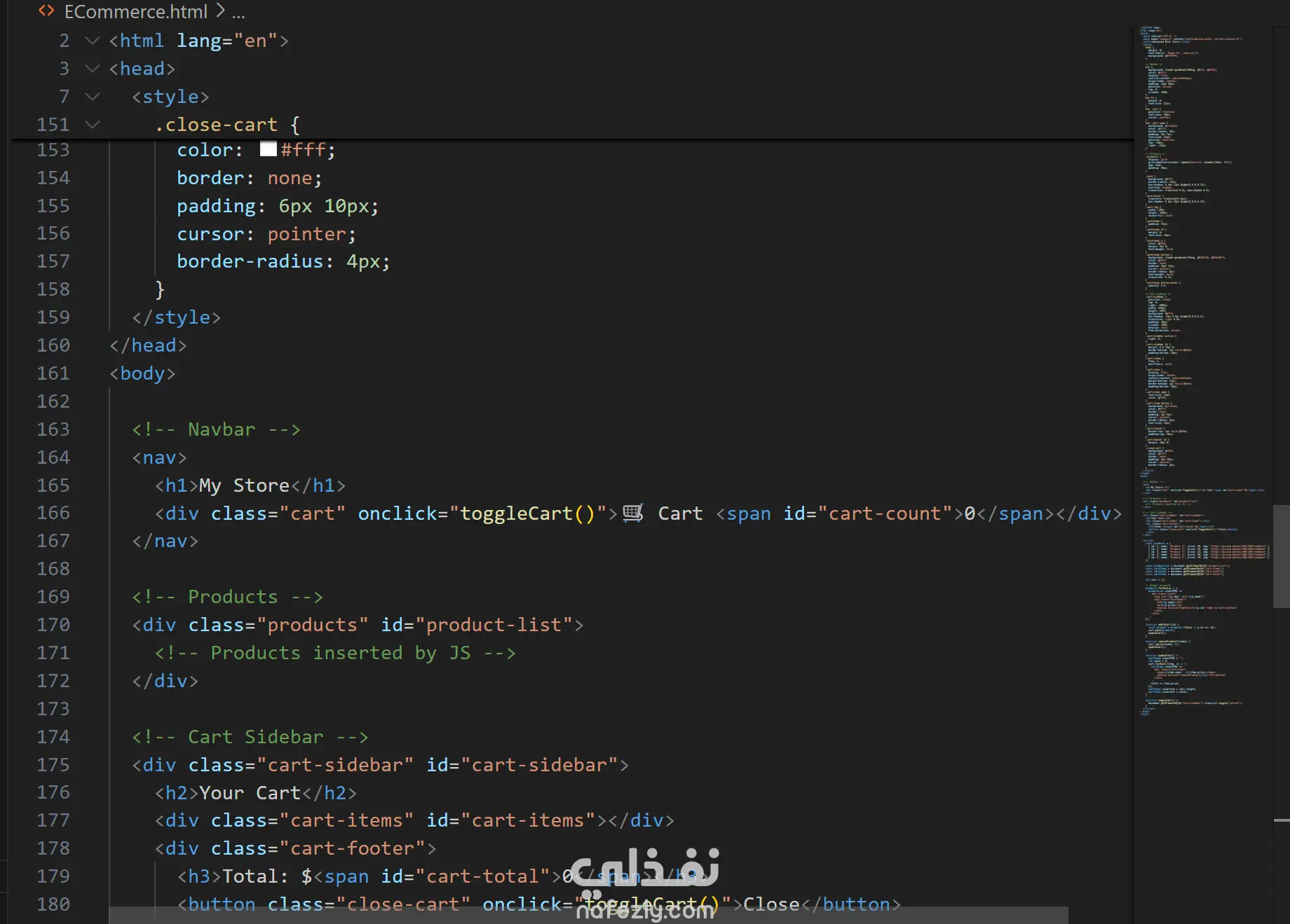 متجر إلكتروني صغير (Mini Store) باستخدام HTML, CSS, JavaScript