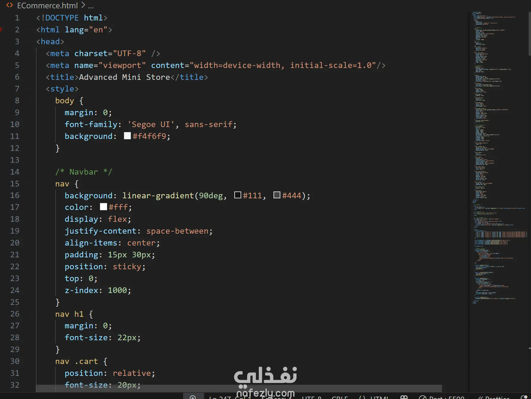 متجر إلكتروني صغير (Mini Store) باستخدام HTML, CSS, JavaScript
