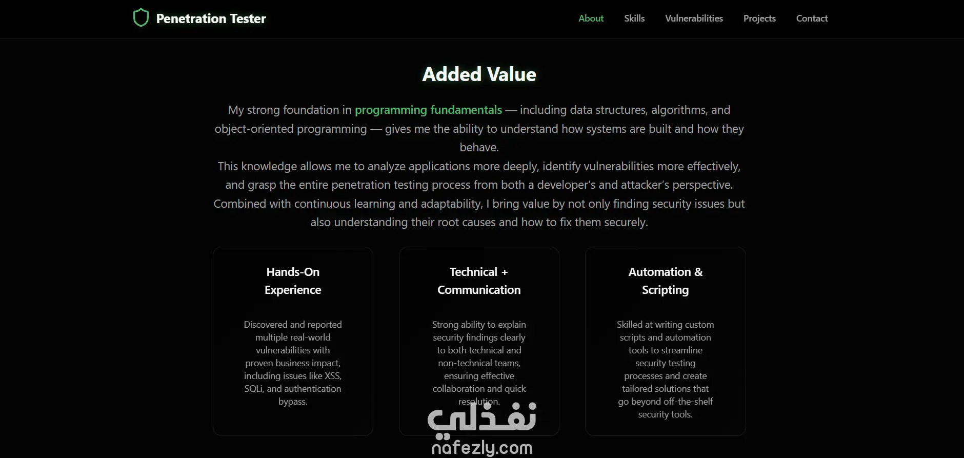 تصميم بورتفليو إحترافي