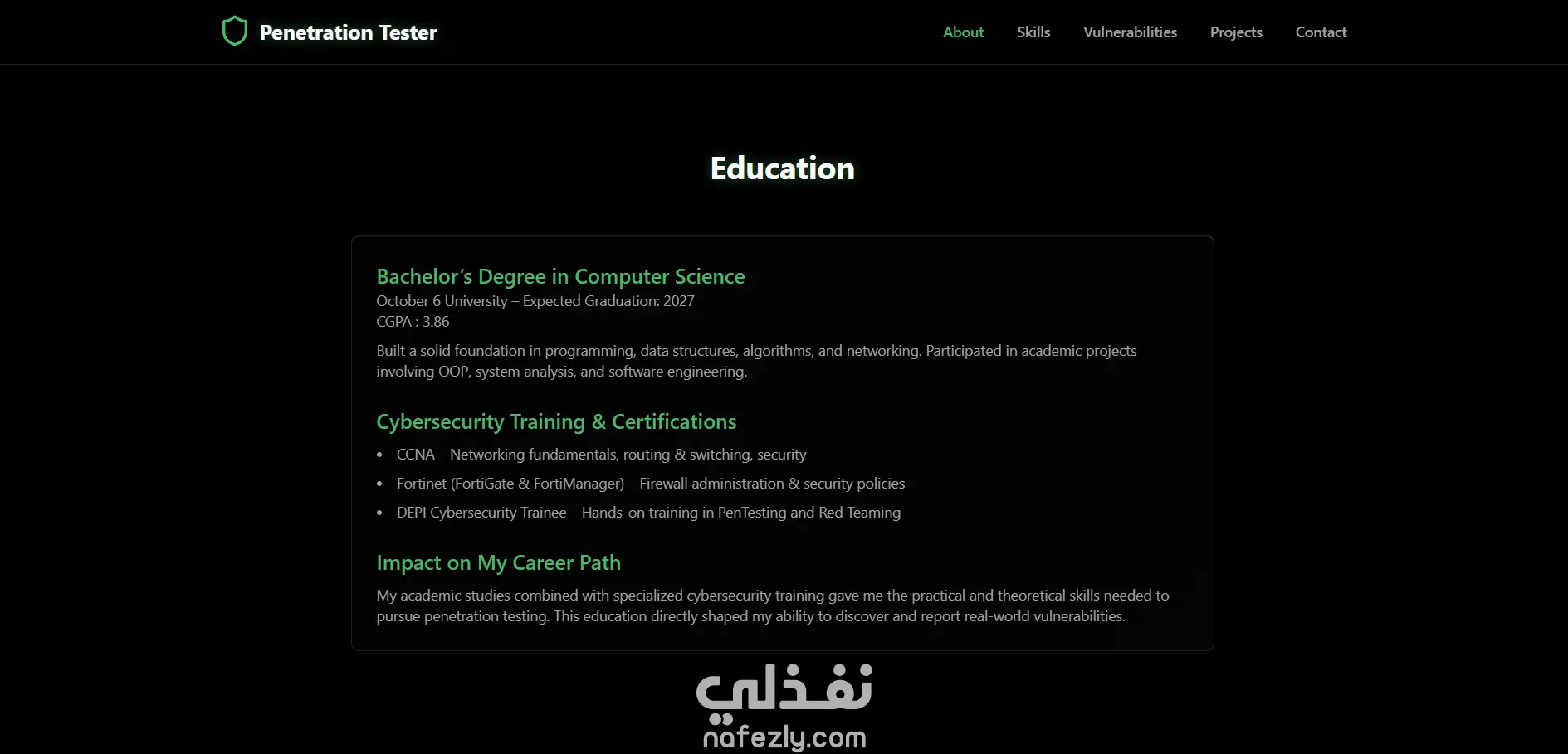 تصميم بورتفليو إحترافي