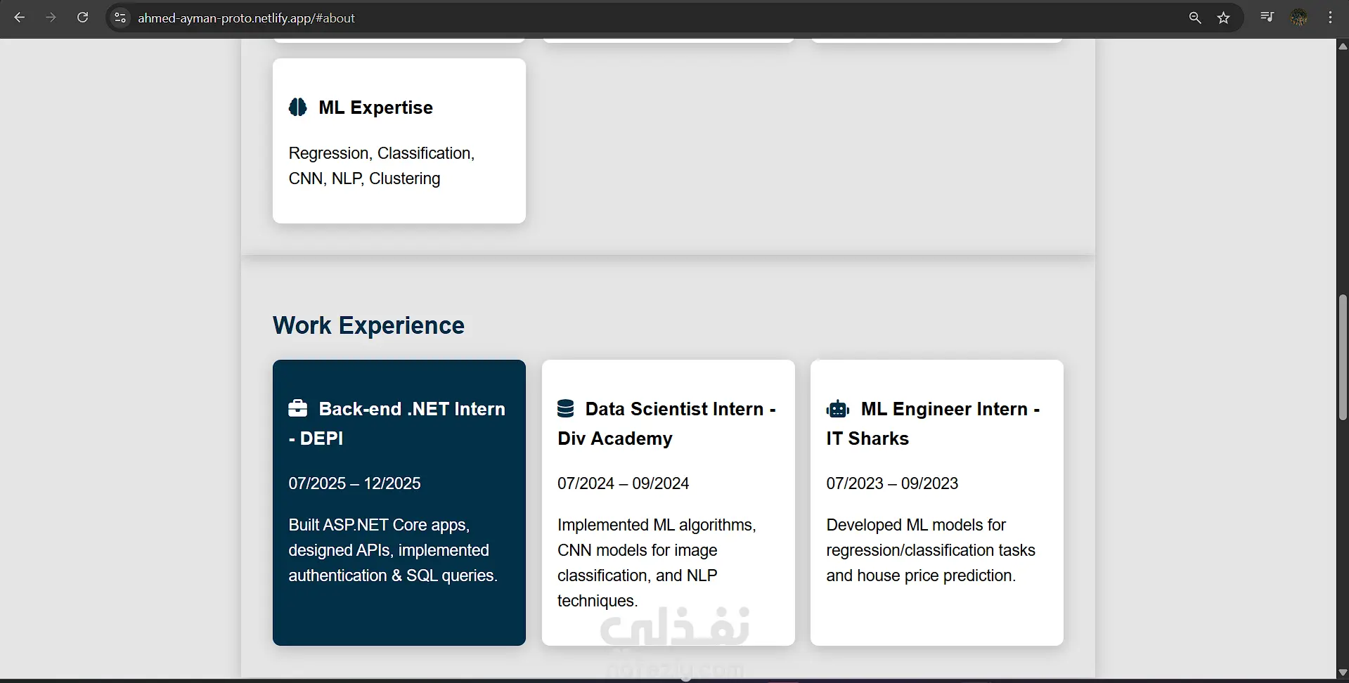 تصميم وتطوير موقع بورتفوليو شخصي احترافي لعرض المهارات والمشاريع
