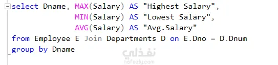 مشروع استعلامات SQL على قاعدة بيانات الموظفين والأقسام