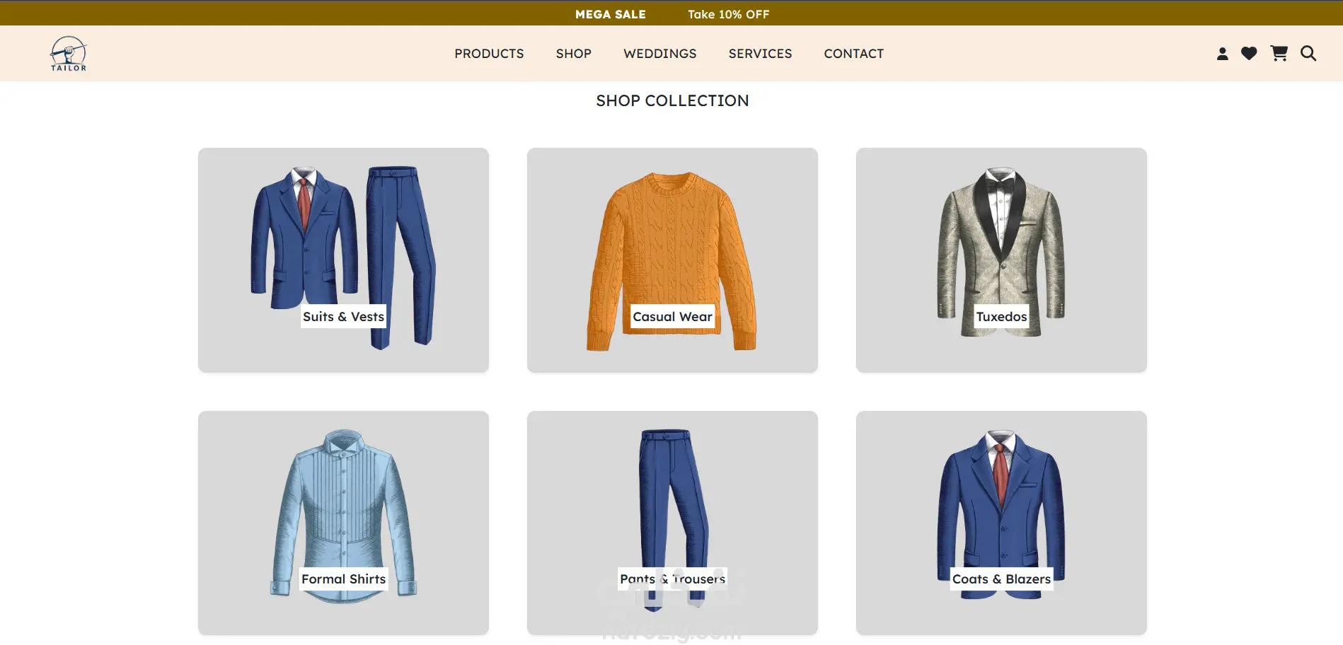 موقع تفصيل وبيع الملابس أونلاين (E-commerce Tailor Website)