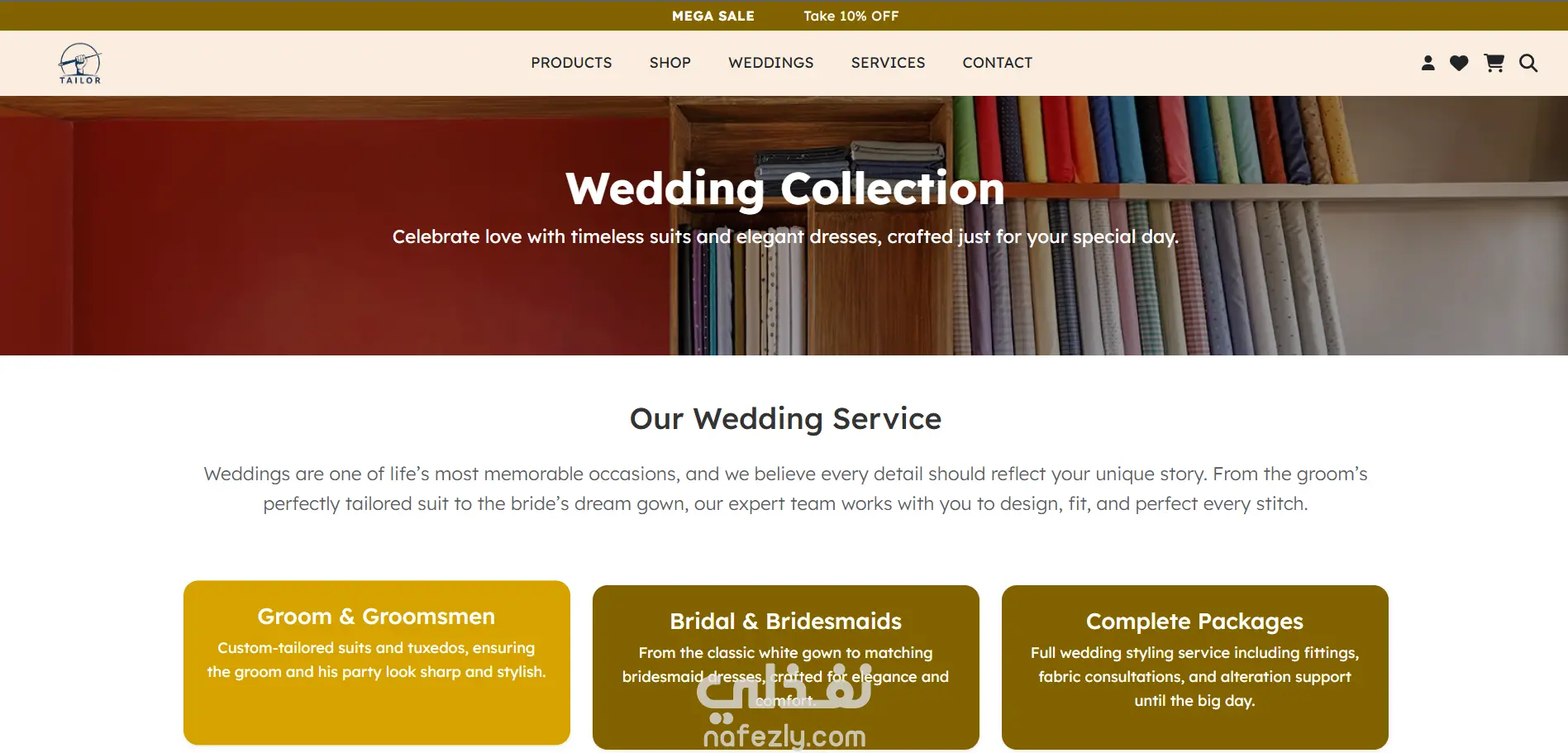 موقع تفصيل وبيع الملابس أونلاين (E-commerce Tailor Website)
