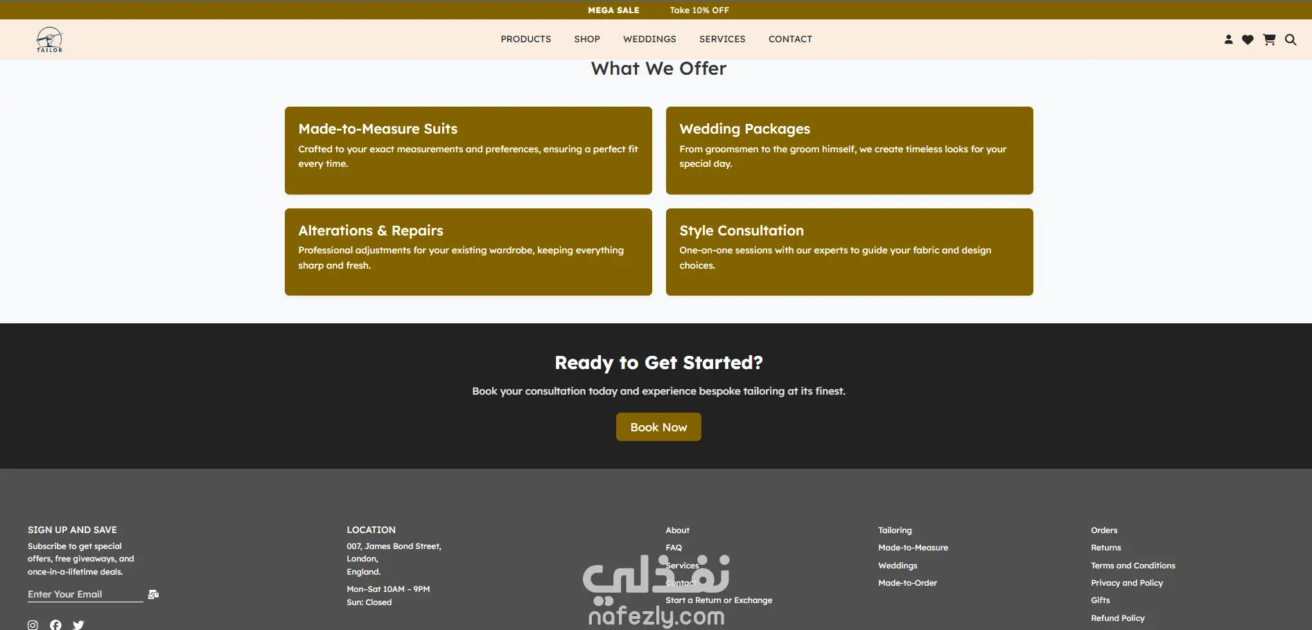 موقع تفصيل وبيع الملابس أونلاين (E-commerce Tailor Website)