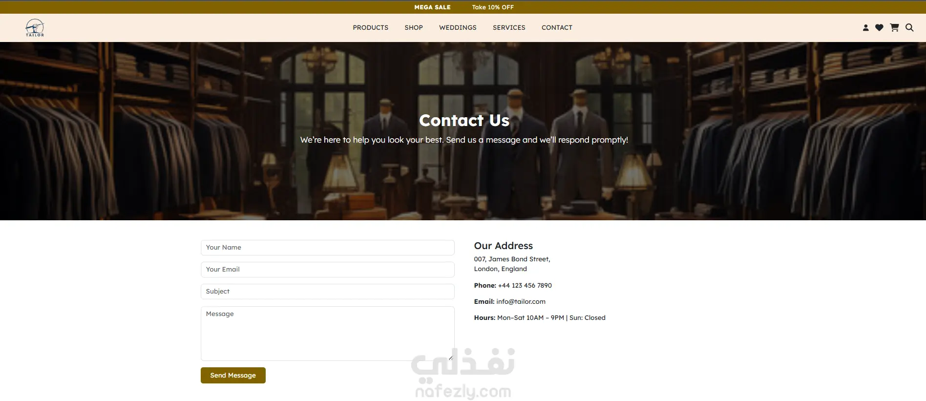 موقع تفصيل وبيع الملابس أونلاين (E-commerce Tailor Website)