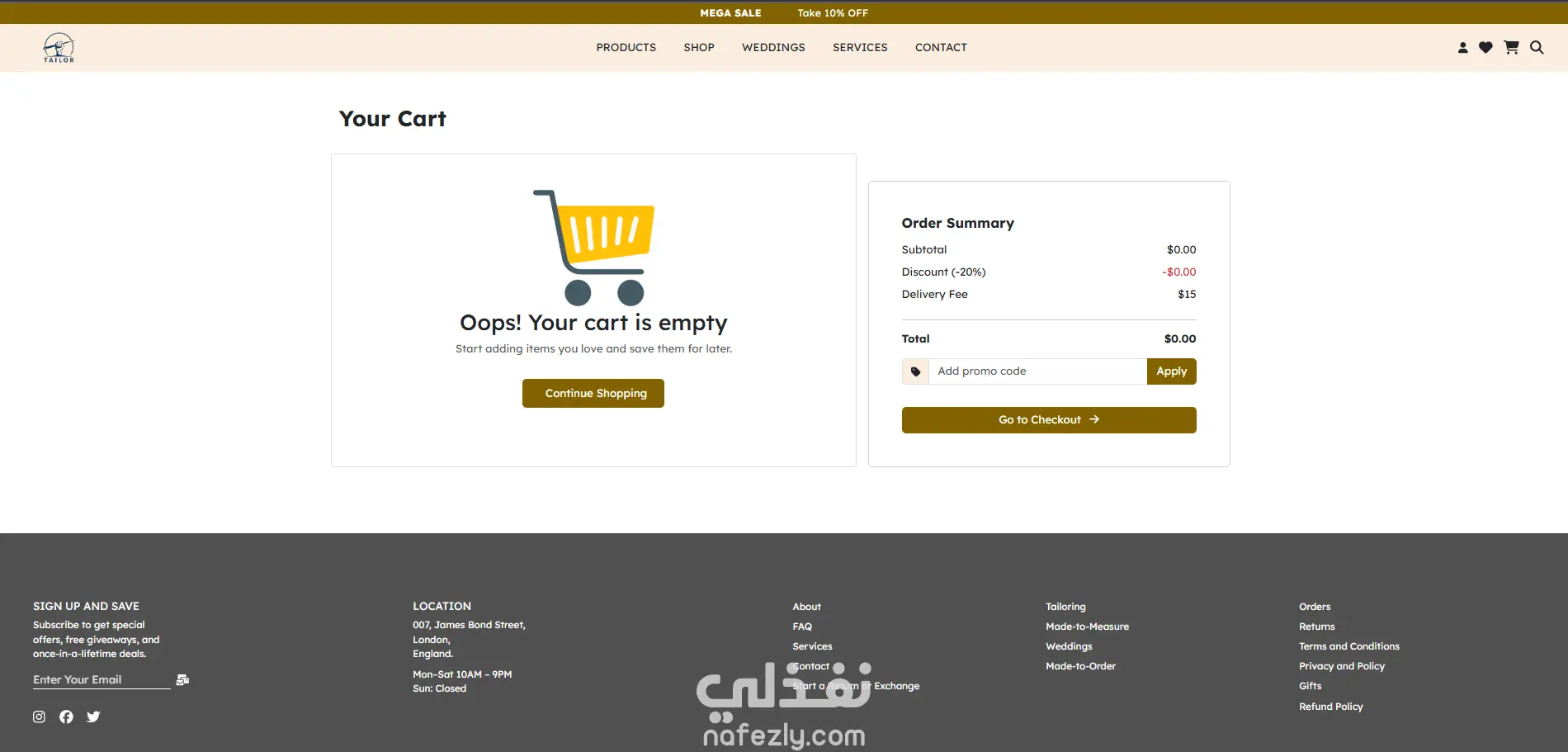 موقع تفصيل وبيع الملابس أونلاين (E-commerce Tailor Website)