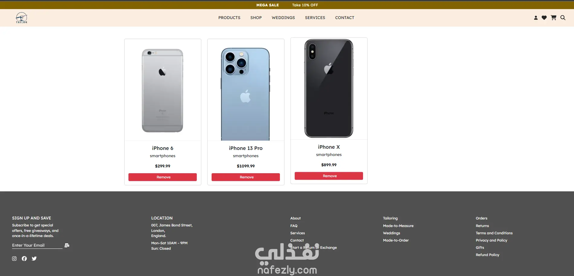 موقع تفصيل وبيع الملابس أونلاين (E-commerce Tailor Website)