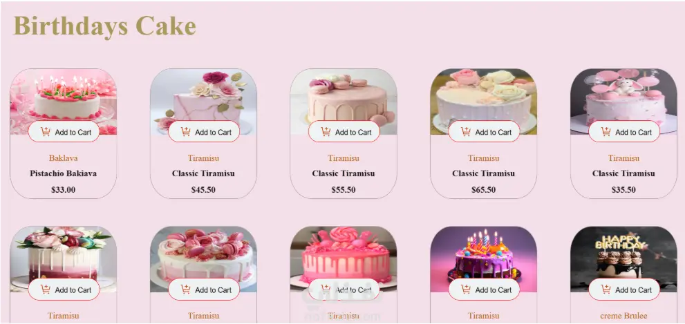 موقع جذاب للحلويات والمخبوزات