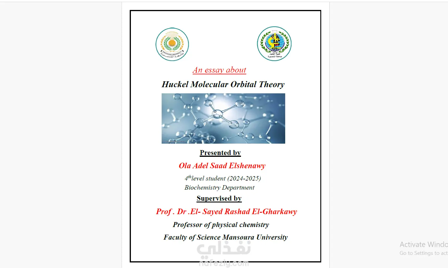 قمت بعمل دوكيومينتيشن لمشروع تخرج باستخدام برنامج ورد