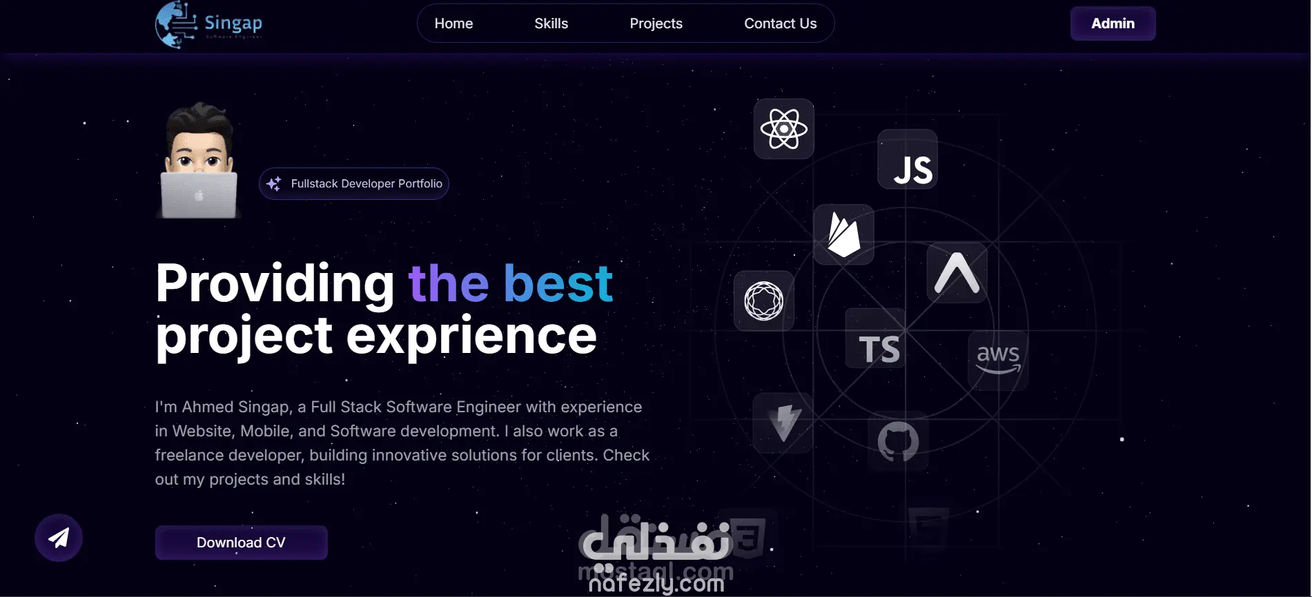 تطوير موقع شخصي احترافي باستخدام Next.js, Tailwind CSS, Node.js, و Express