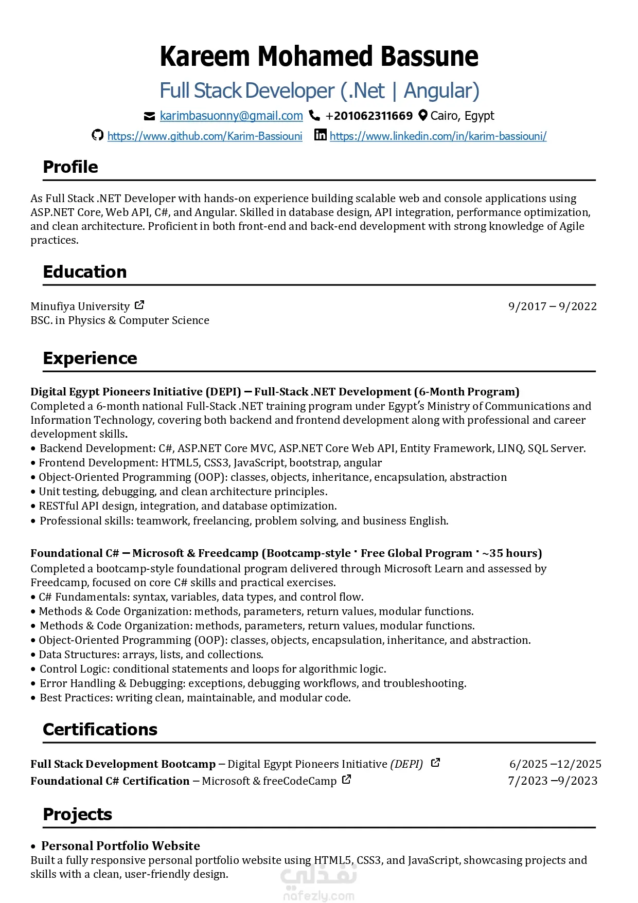 إعداد CV احترافي بالإنجليزية أو العربية بصيغة PDF