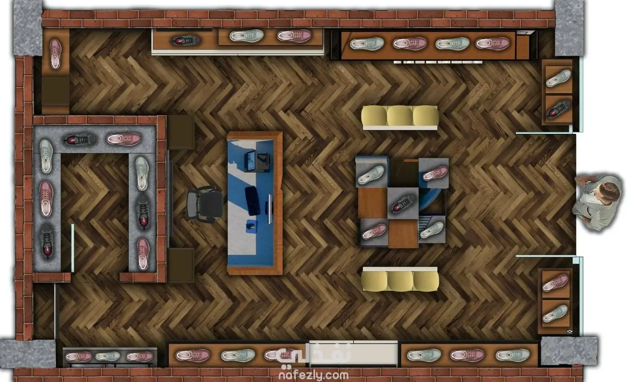 تصميم داخلي لمحل Skechers بأسلوب عصري يعكس هوية العلامة التجارية