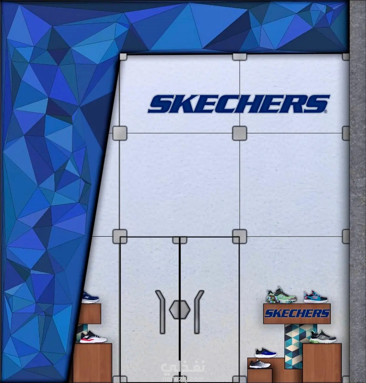 تصميم داخلي لمحل Skechers بأسلوب عصري يعكس هوية العلامة التجارية