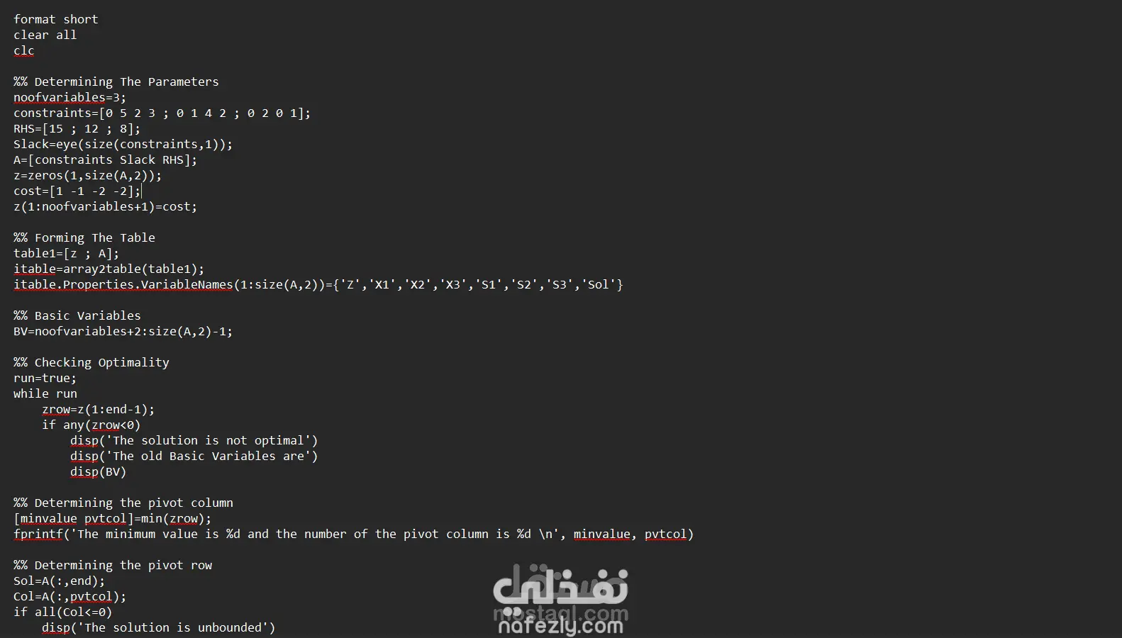 حل مشكلات بحوث العمليات باستخدام ماتلاب - Solving OR problems using Matlab