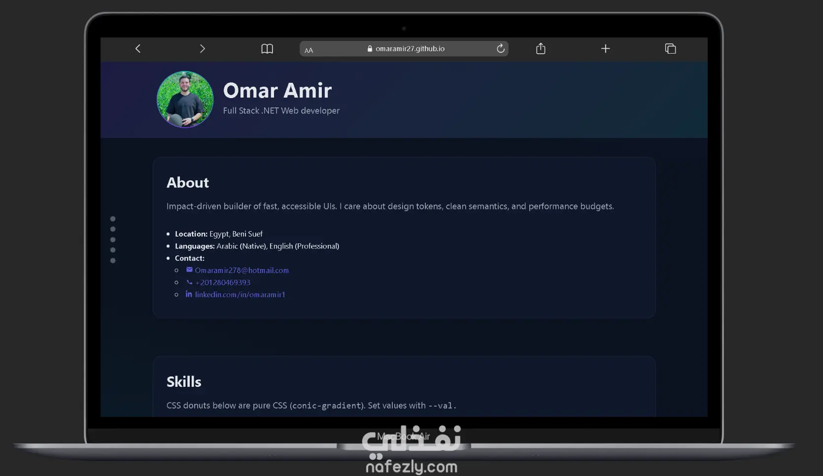 تصميم موقع سيرة ذاتية (CV Website) احترافي ومتجاوب باستخدام HTML وCSS