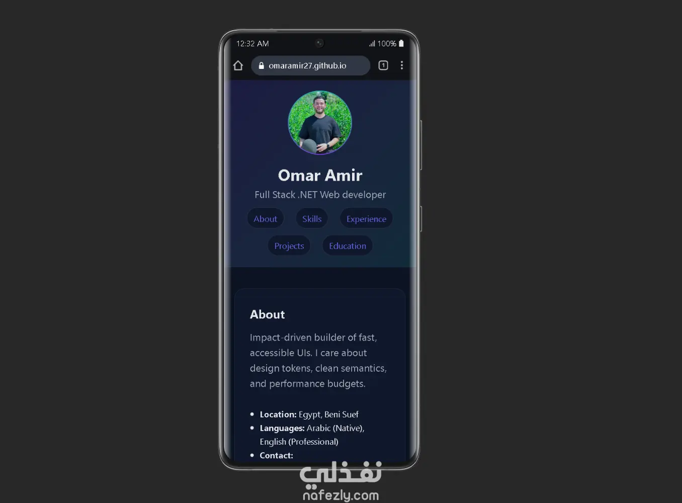 تصميم موقع سيرة ذاتية (CV Website) احترافي ومتجاوب باستخدام HTML وCSS
