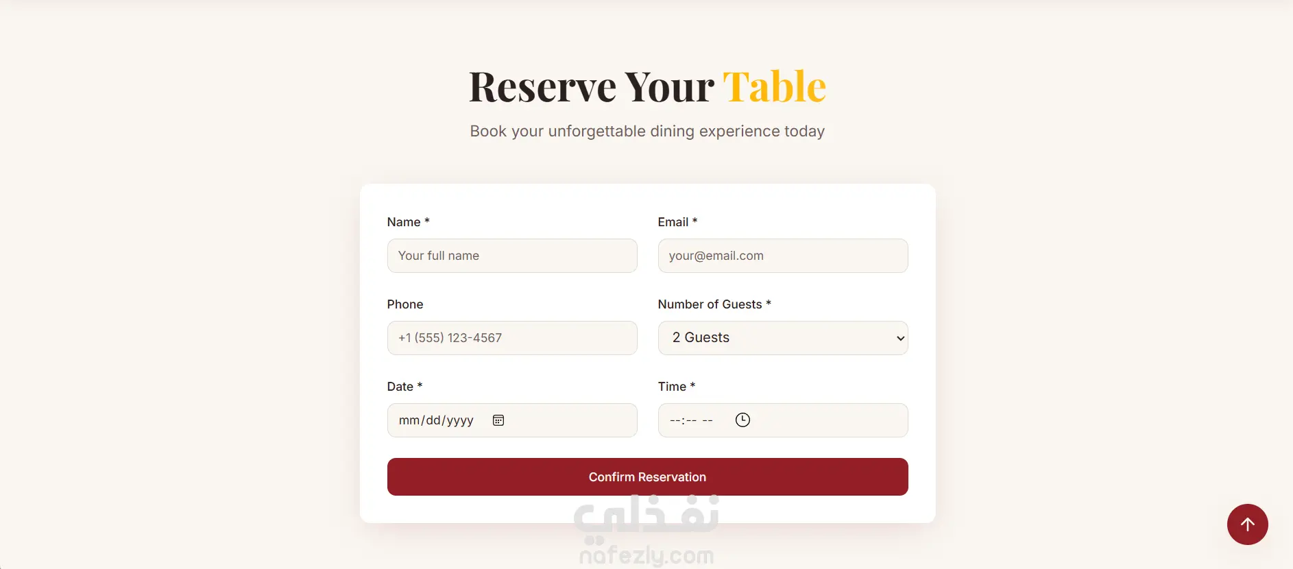 Landing Page متكاملة لمطعم — تصميم حديث ومتجاوب بالكامل