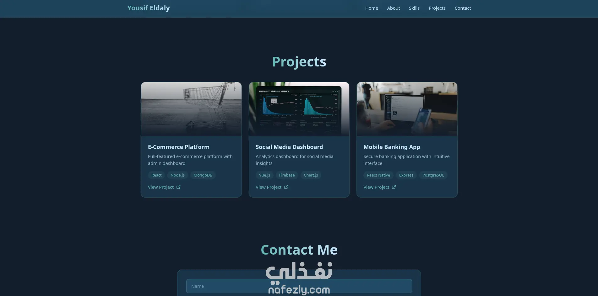 تصميم وتطوير موقع بورتفوليو شخصي احترافي بـ React و Tailwind CSS