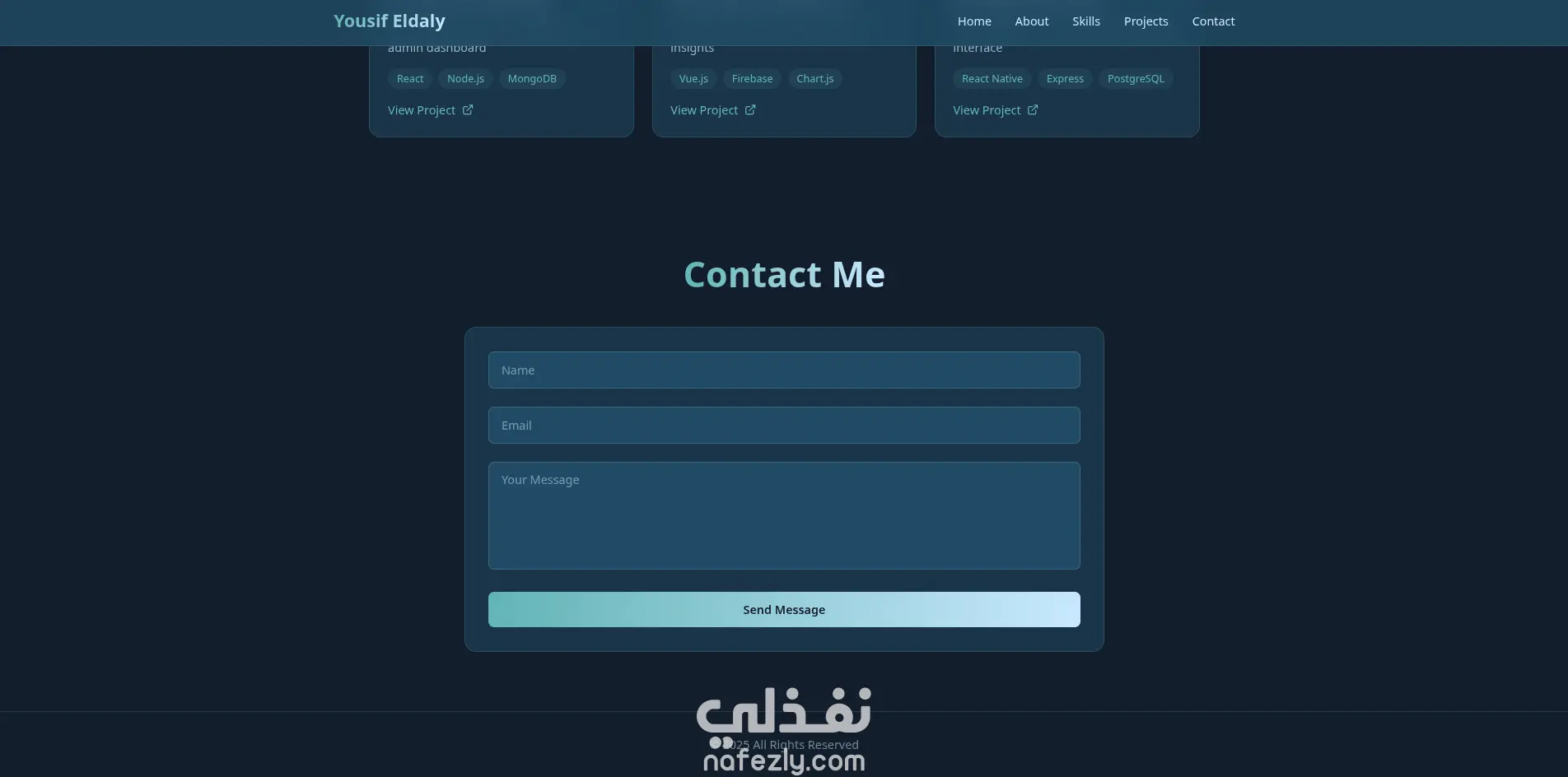 تصميم وتطوير موقع بورتفوليو شخصي احترافي بـ React و Tailwind CSS