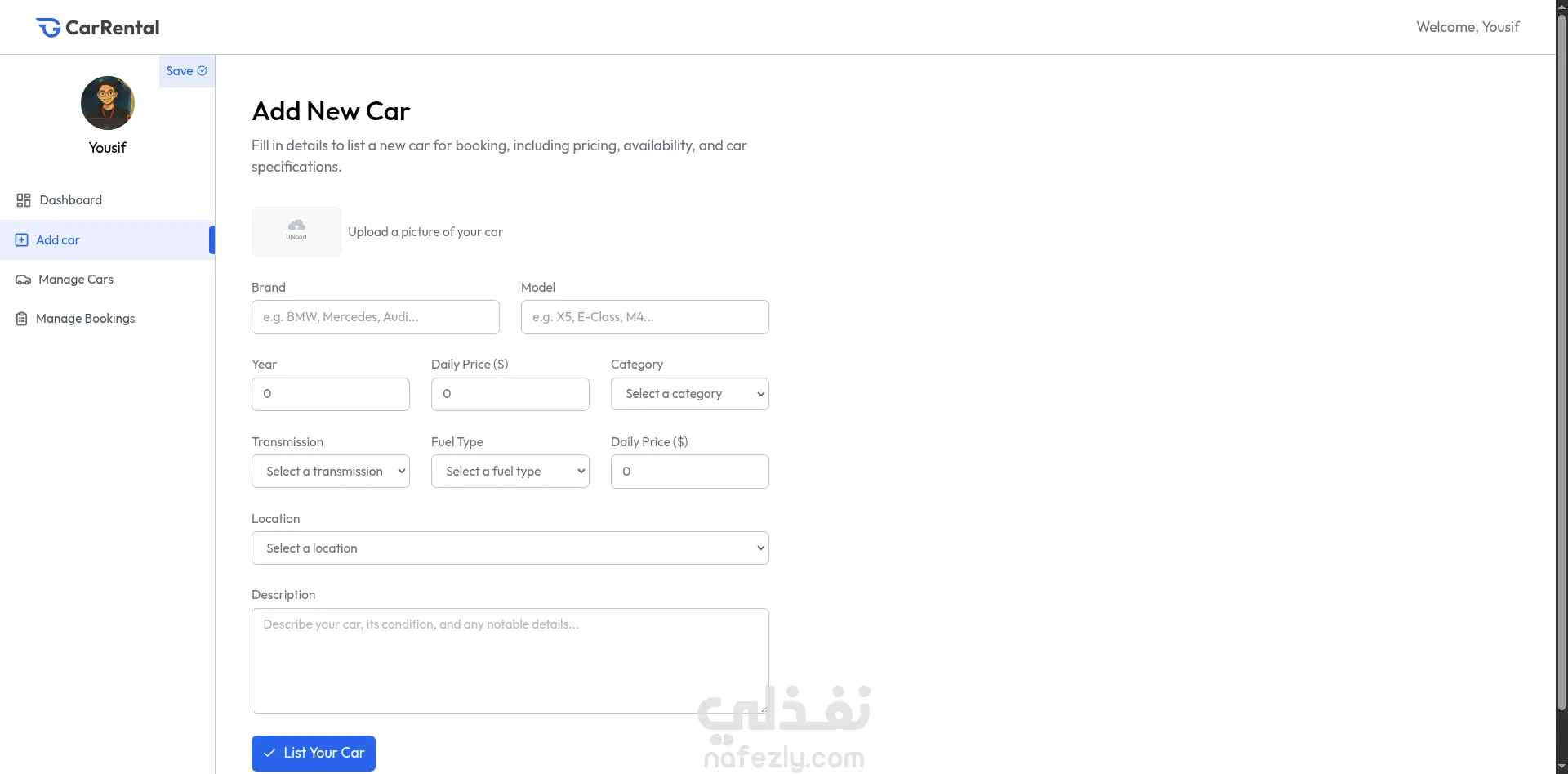 Car Rental | موقع تأجير سيارات Full Stack مع Dashboard مخصص