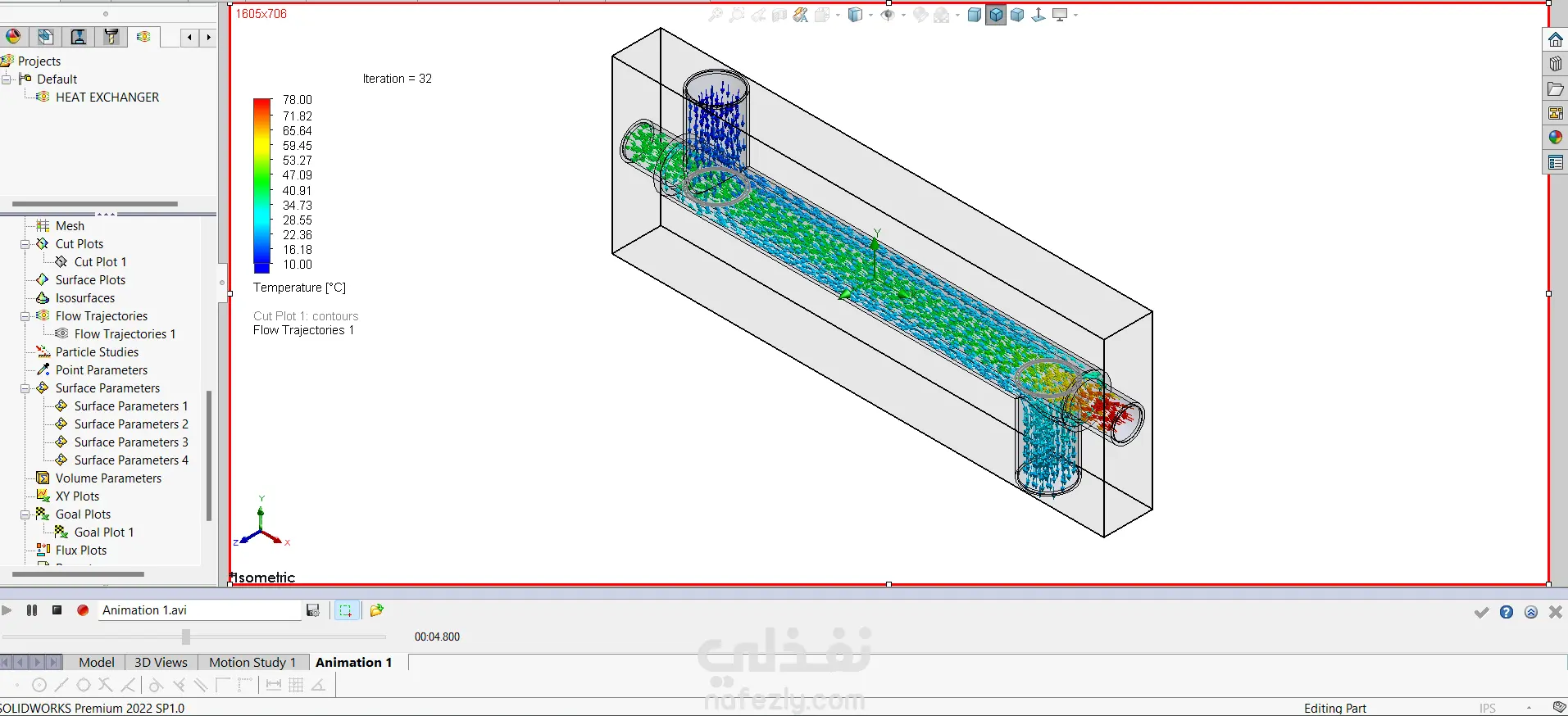 تحليل تدفق حراري لمحاكاة التبريد داخل قناة مغلقة
