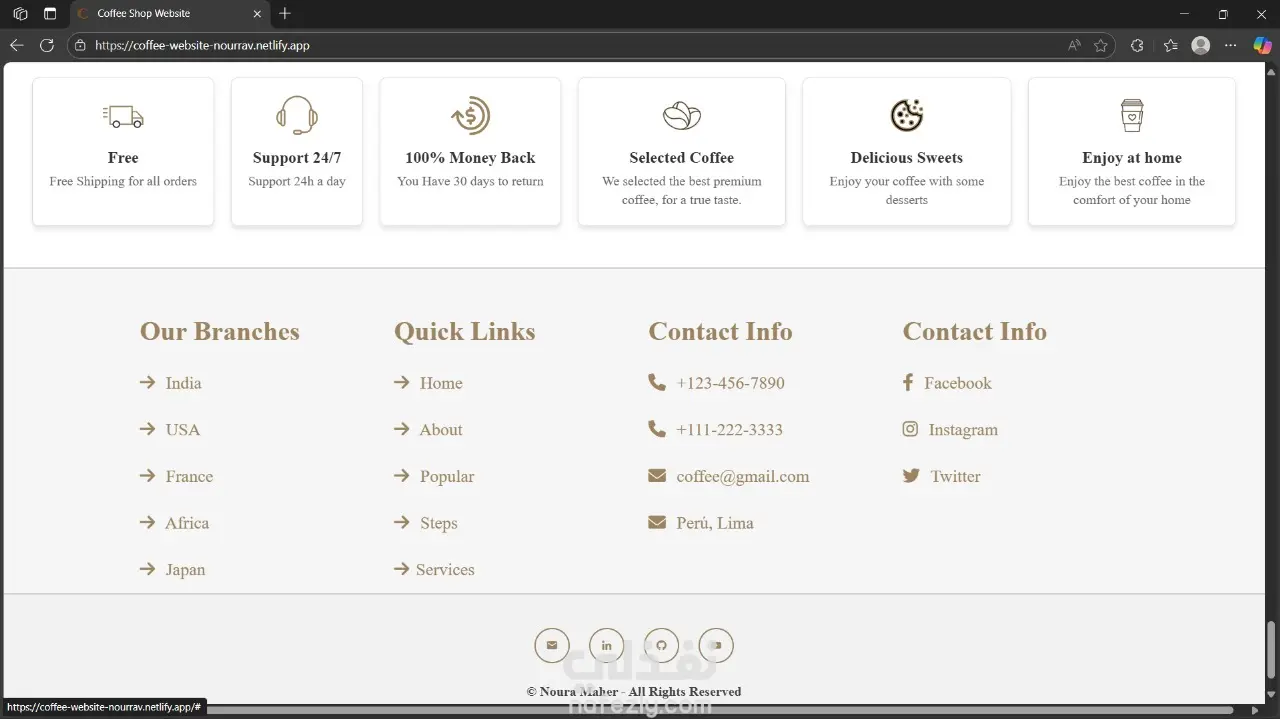 متجر الكتروني (قهوة) لبيع القهوه - Coffee Shop