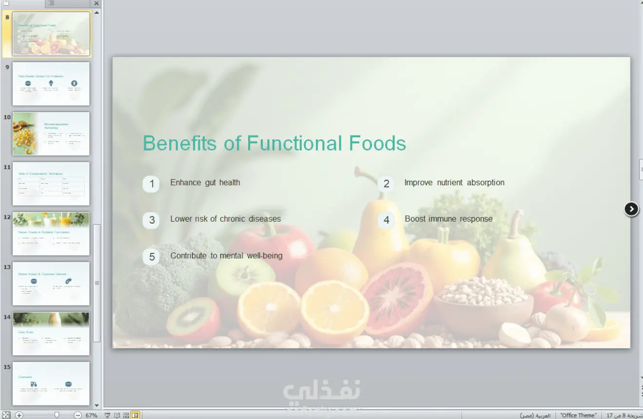 Probiotic and prebiotic food development (عرض تقديمي)