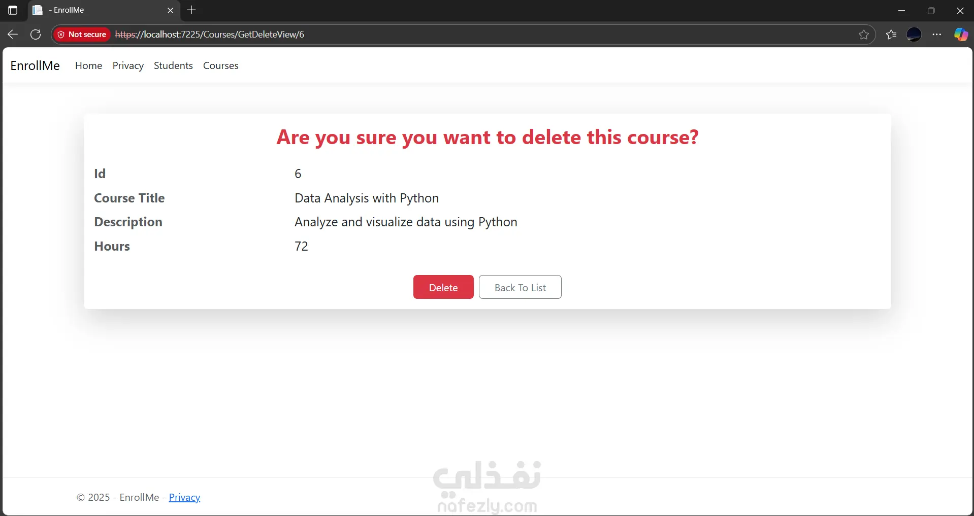 نظام إدارة الطلبة والكورسات (MVC .NET)
