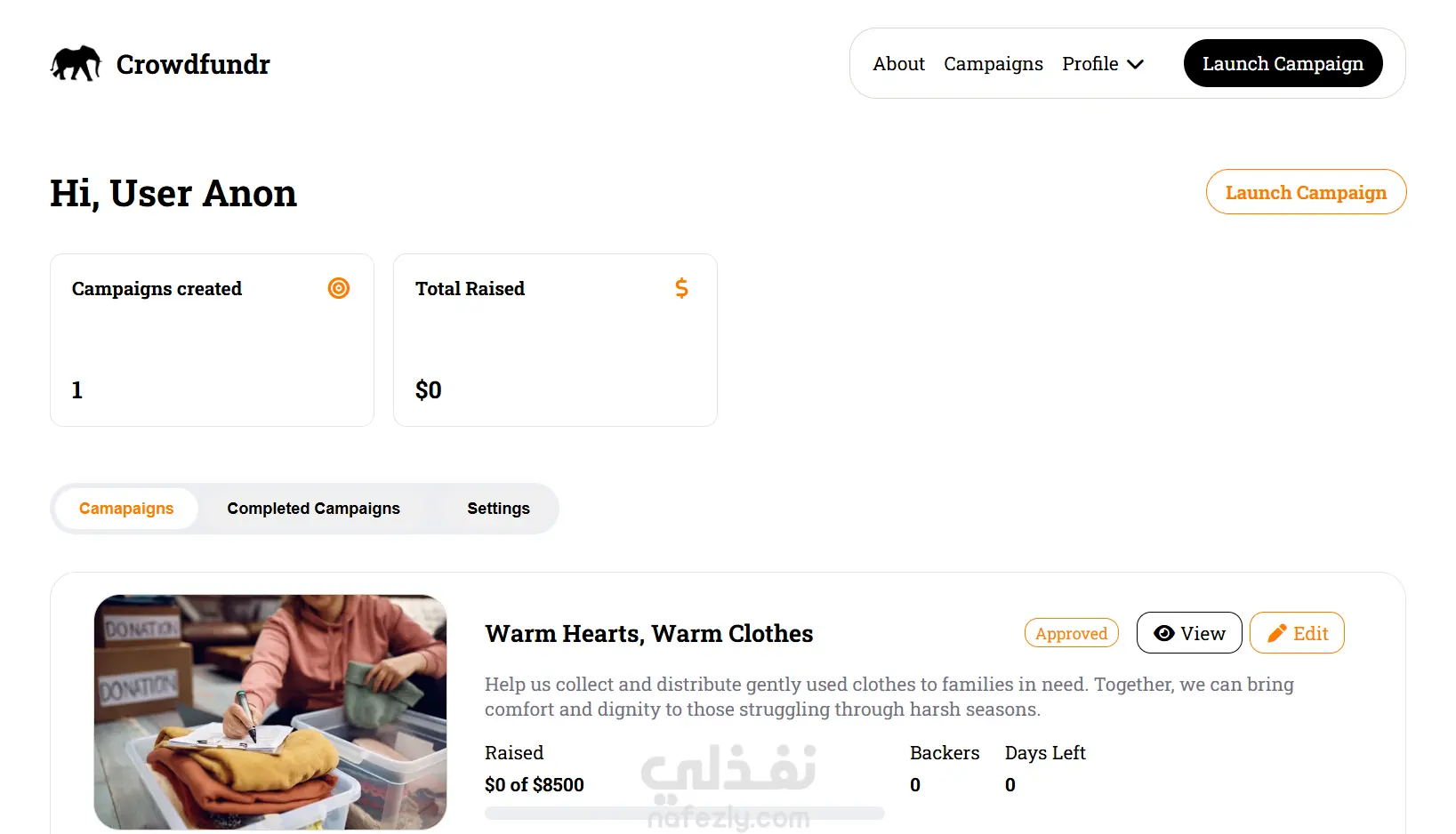 منصة تمويل جماعي متكاملة باستخدام HTML, SASS, JS