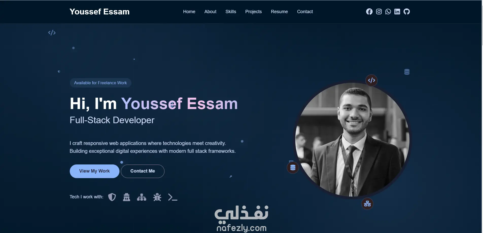تصميم موقع بورتفوليو شخصي لعرض المشاريع والسيرة الذاتية