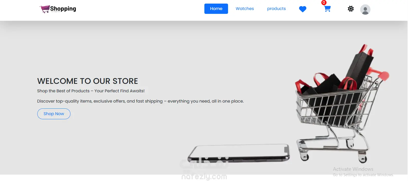 المشروع عبارة عن متجر إلكتروني مصغر (Mini E-Commerce Store) تم بناؤه باستخدام  html ,CSS , bootstrap , JavaScript