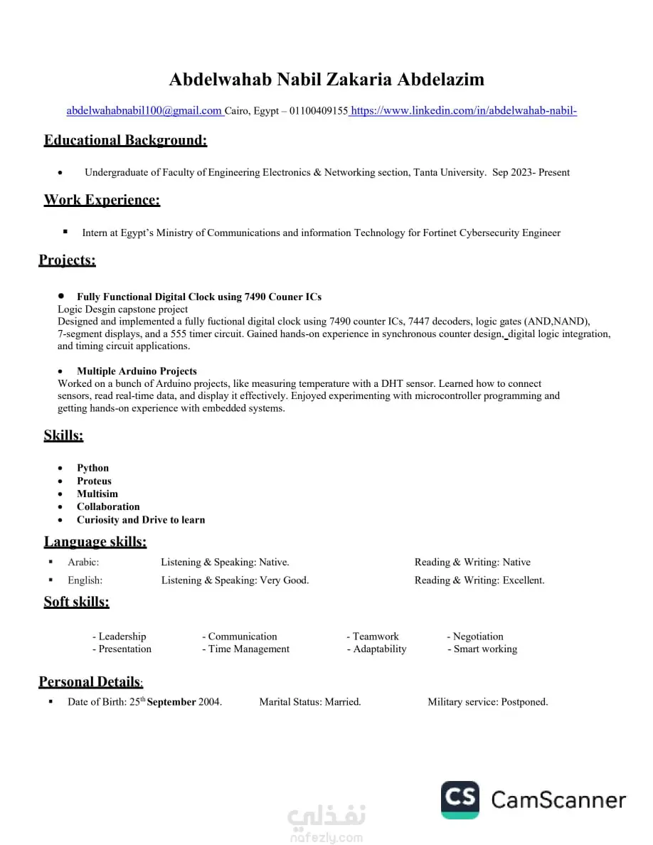 عمل  cv احترافي