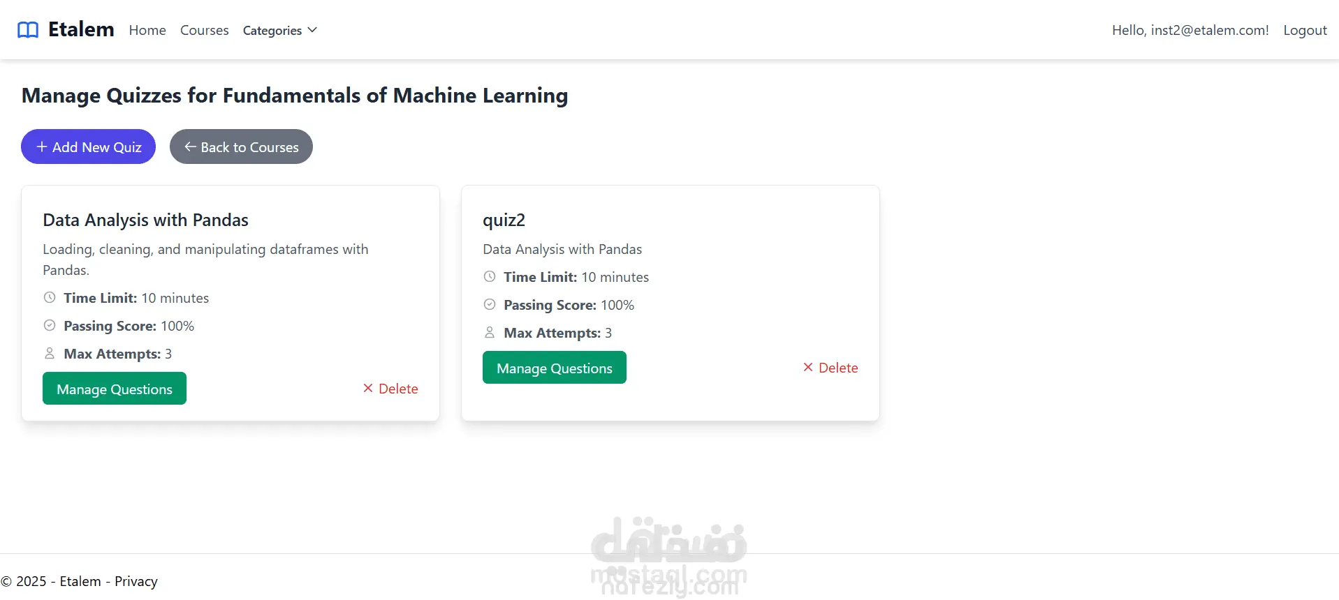 Etaalem E-Learning platform