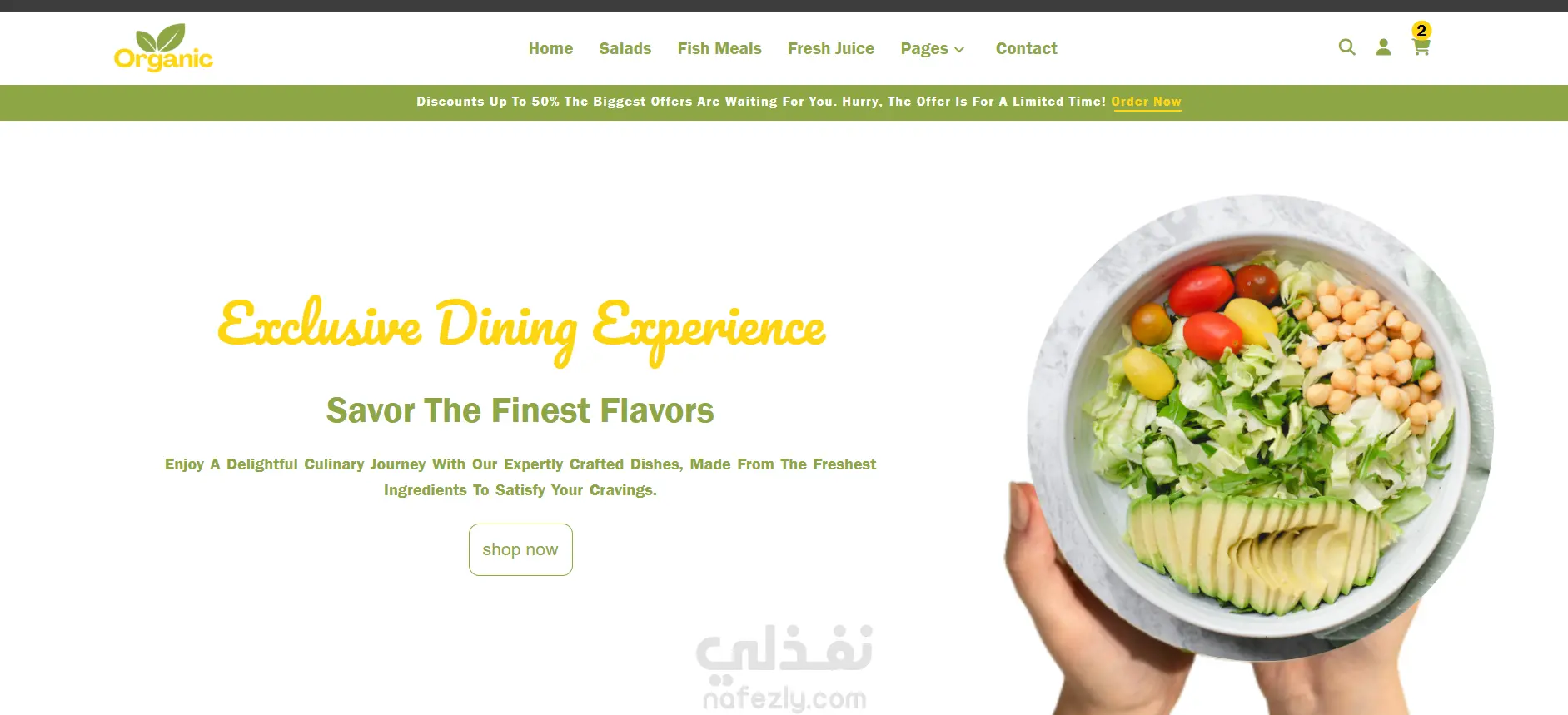 تصميم موقع ويب لمطعم وجبات صحية باستخدام HTML وCSS