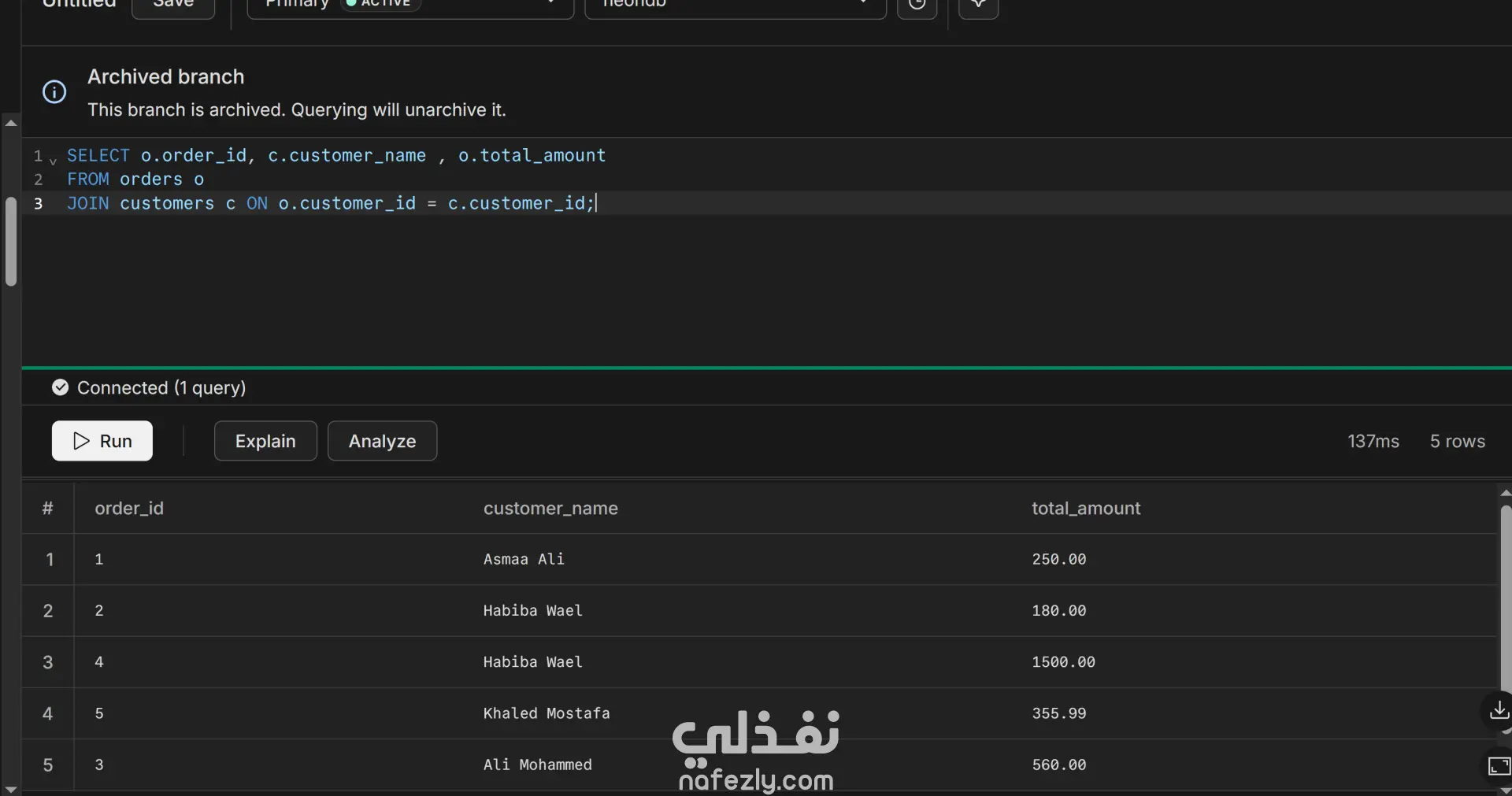 إنشاء وتحليل قاعدة بيانات لمطعم باستخدام SQL